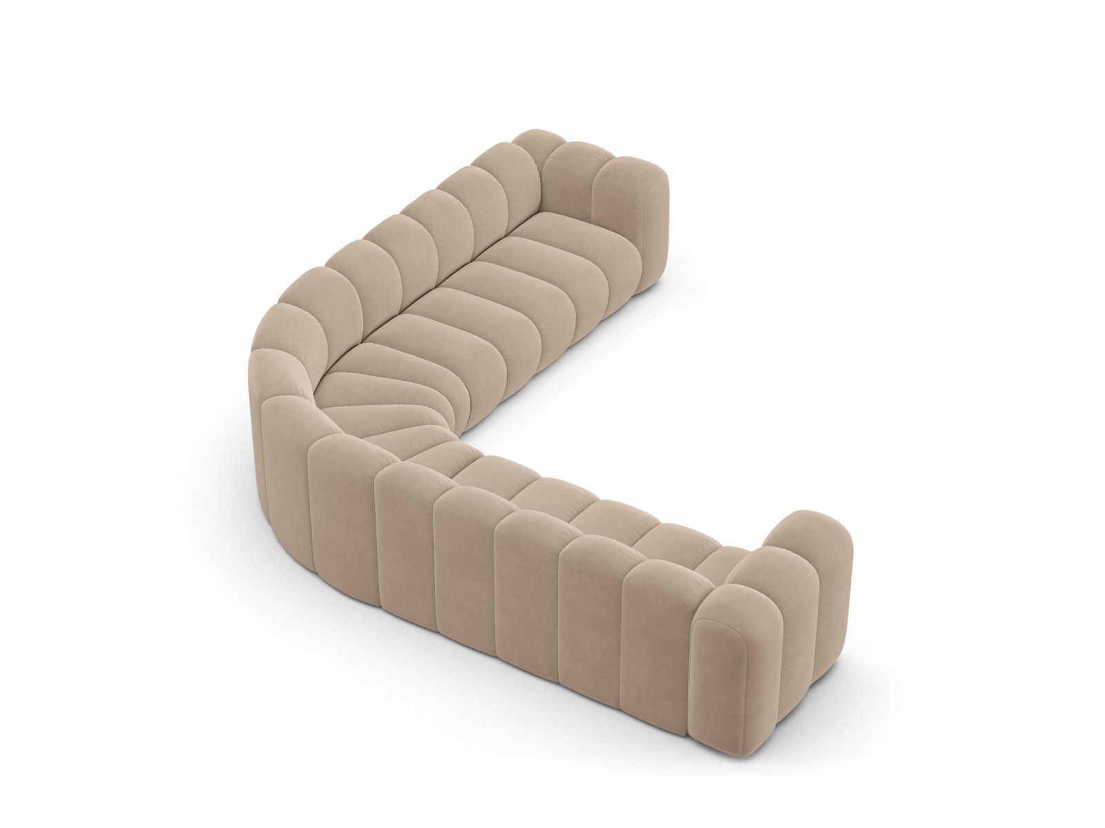 Velvet Symmetrical Modular Corner Sofa, "Lupine", 5 Seats, 309x309x70