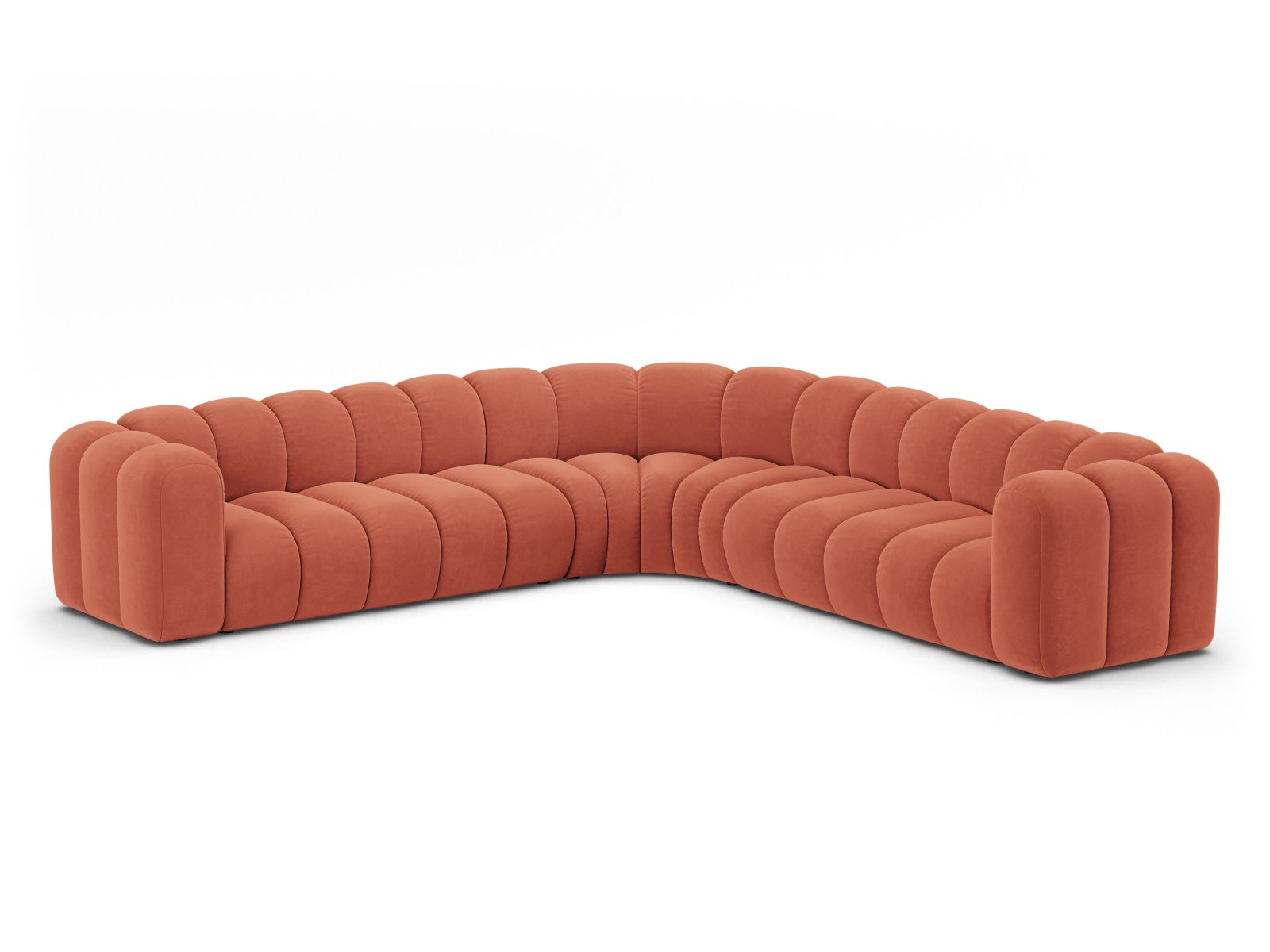 Velvet Symmetrical Modular Corner Sofa, "Lupine", 5 Seats, 309x309x70
