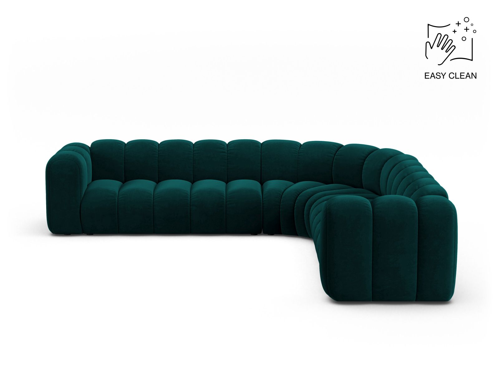 Velvet Symmetrical Modular Corner Sofa, "Lupine", 5 Seats, 309x309x70