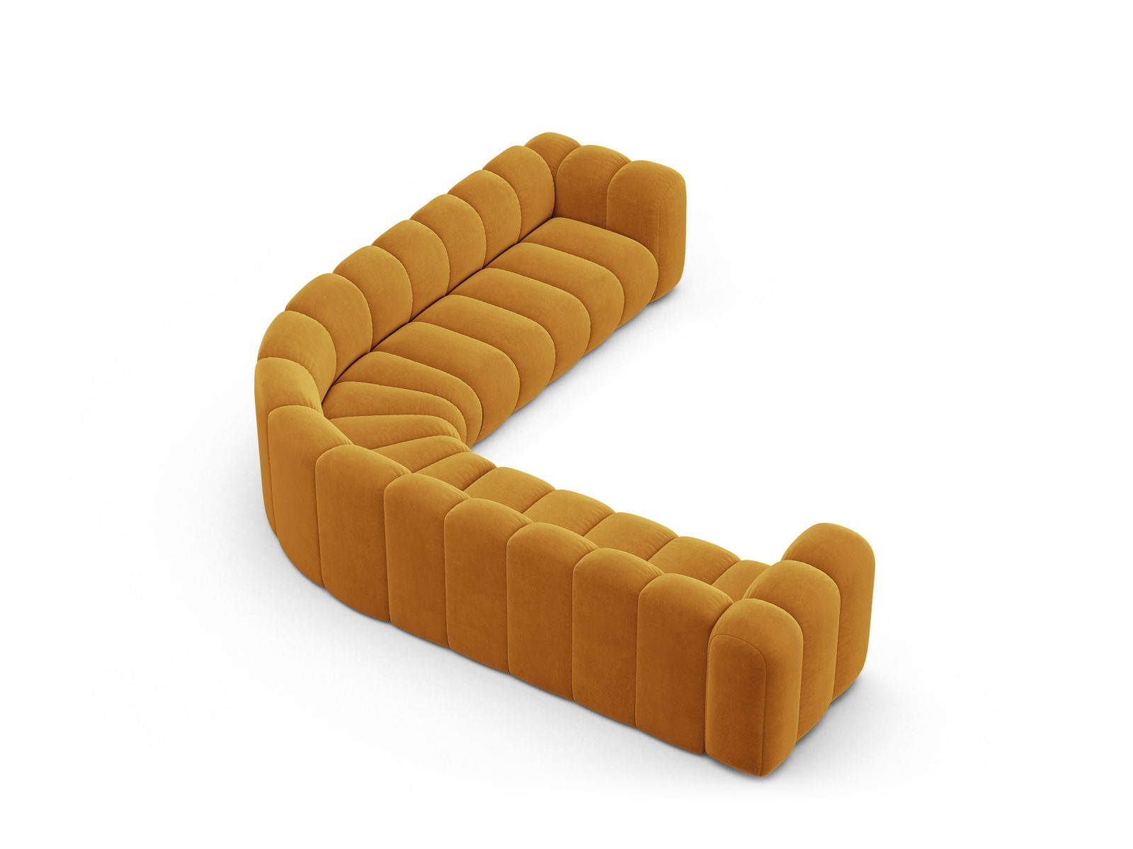 Velvet Symmetrical Modular Corner Sofa, "Lupine", 5 Seats, 309x309x70