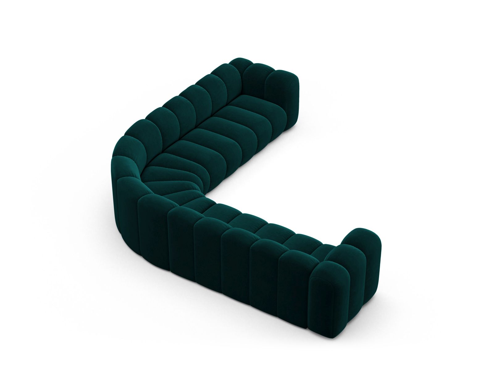 Velvet Symmetrical Modular Corner Sofa, "Lupine", 5 Seats, 309x309x70