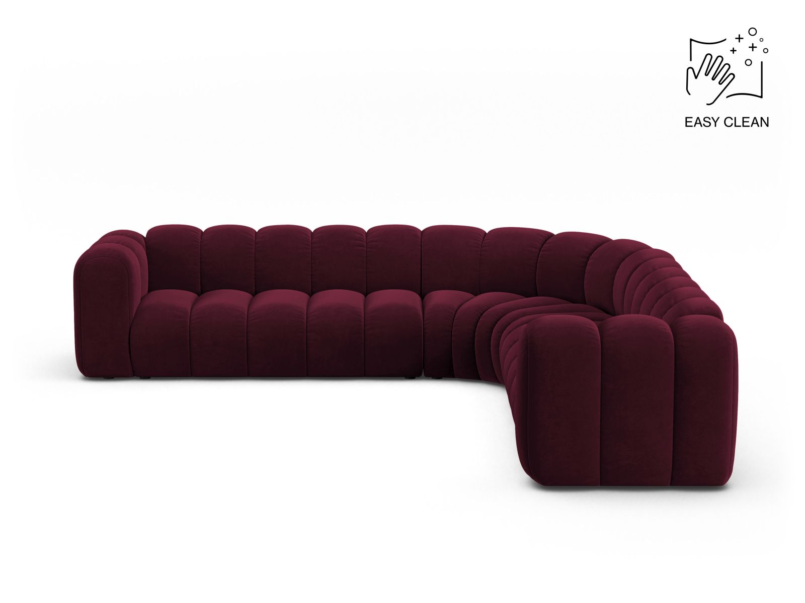 Velvet Symmetrical Modular Corner Sofa, "Lupine", 5 Seats, 309x309x70