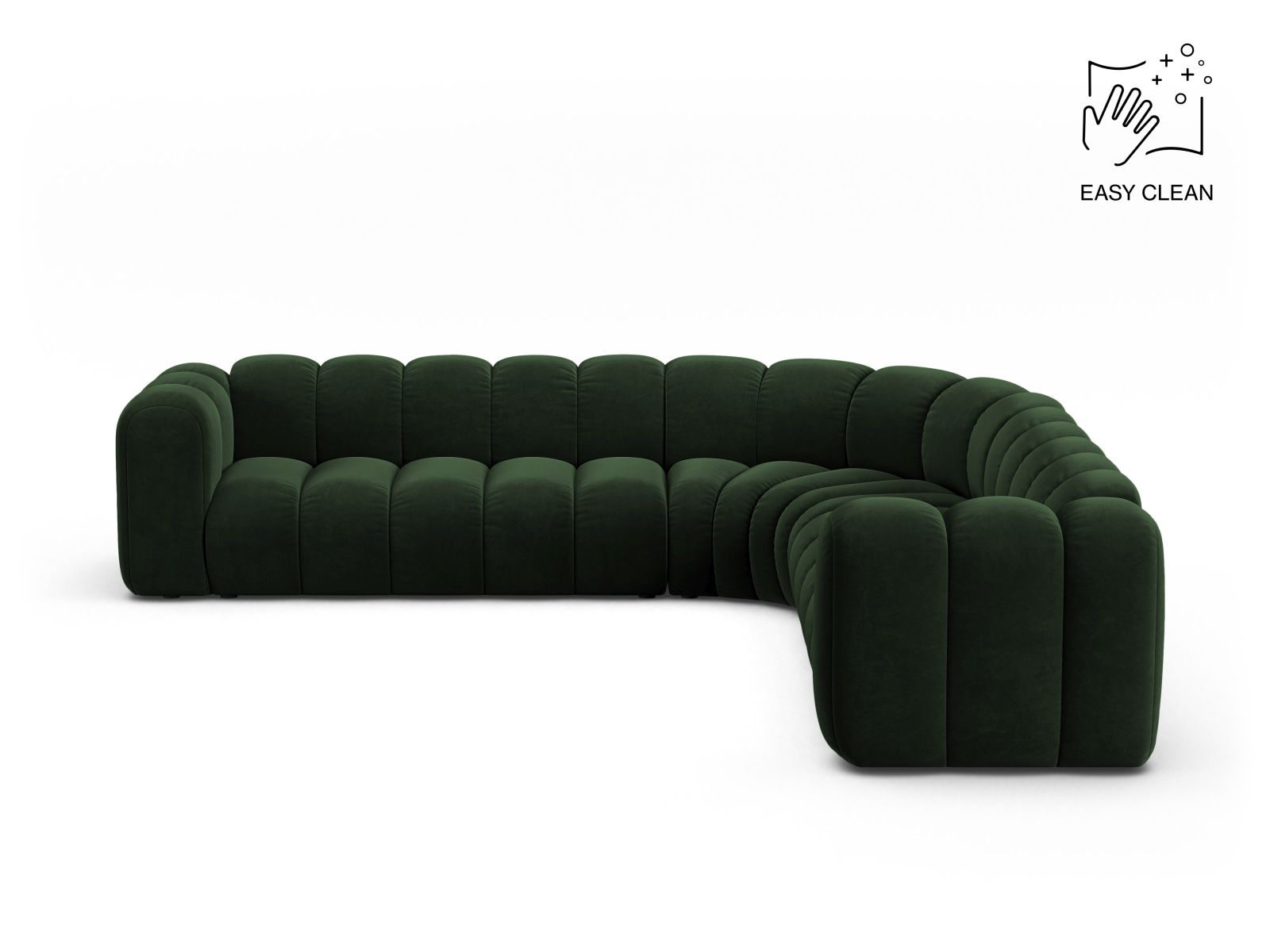 Velvet Symmetrical Modular Corner Sofa, "Lupine", 5 Seats, 309x309x70