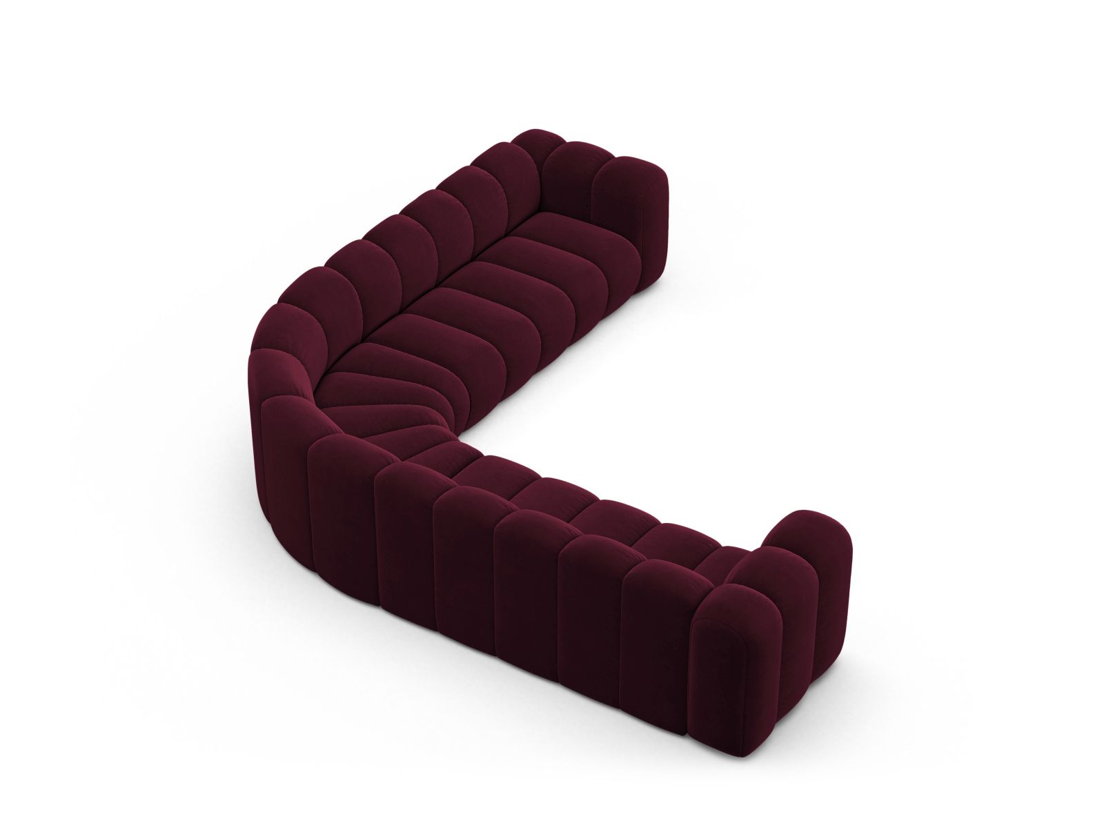Velvet Symmetrical Modular Corner Sofa, "Lupine", 5 Seats, 309x309x70