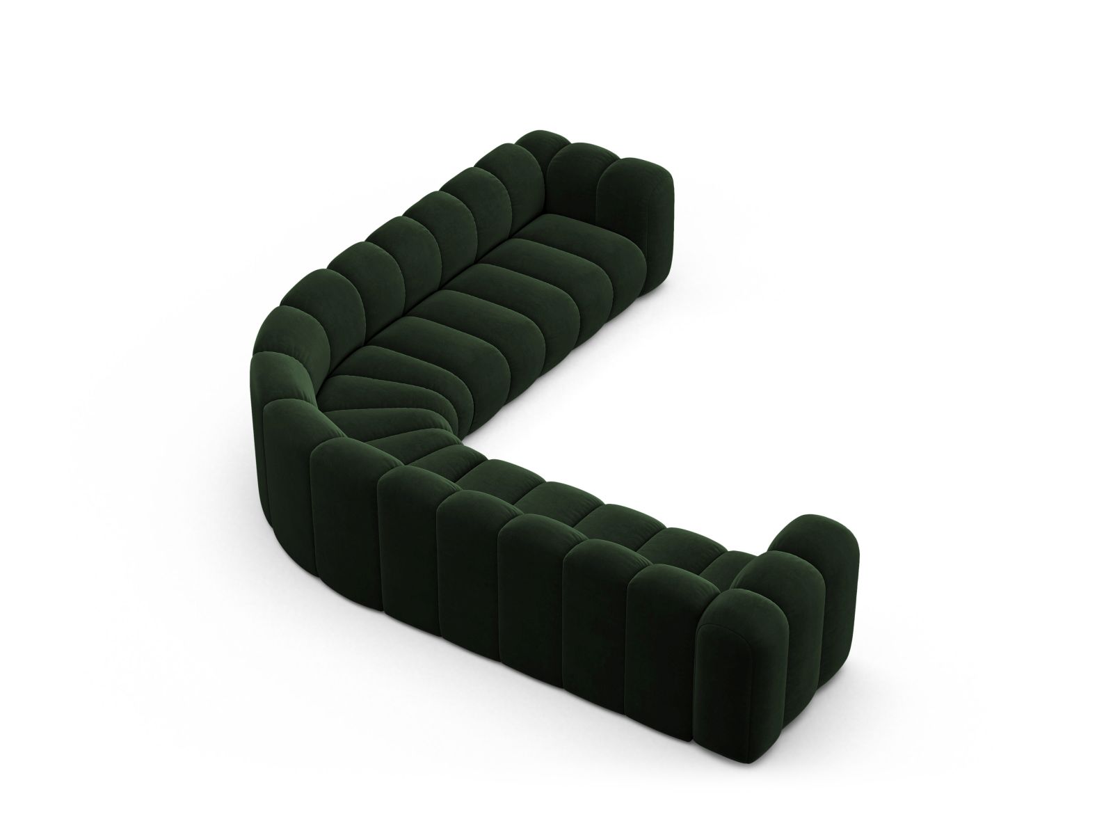 Velvet Symmetrical Modular Corner Sofa, "Lupine", 5 Seats, 309x309x70