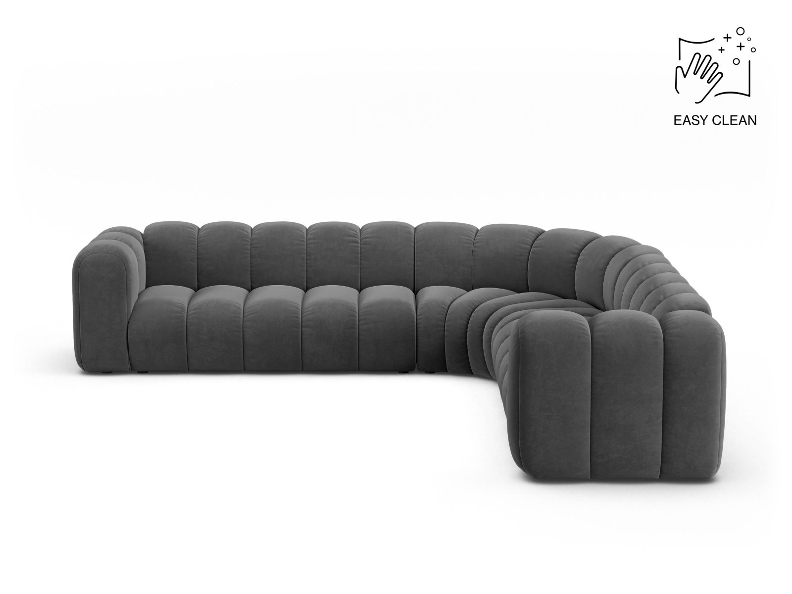 Velvet Symmetrical Modular Corner Sofa, "Lupine", 5 Seats, 309x309x70