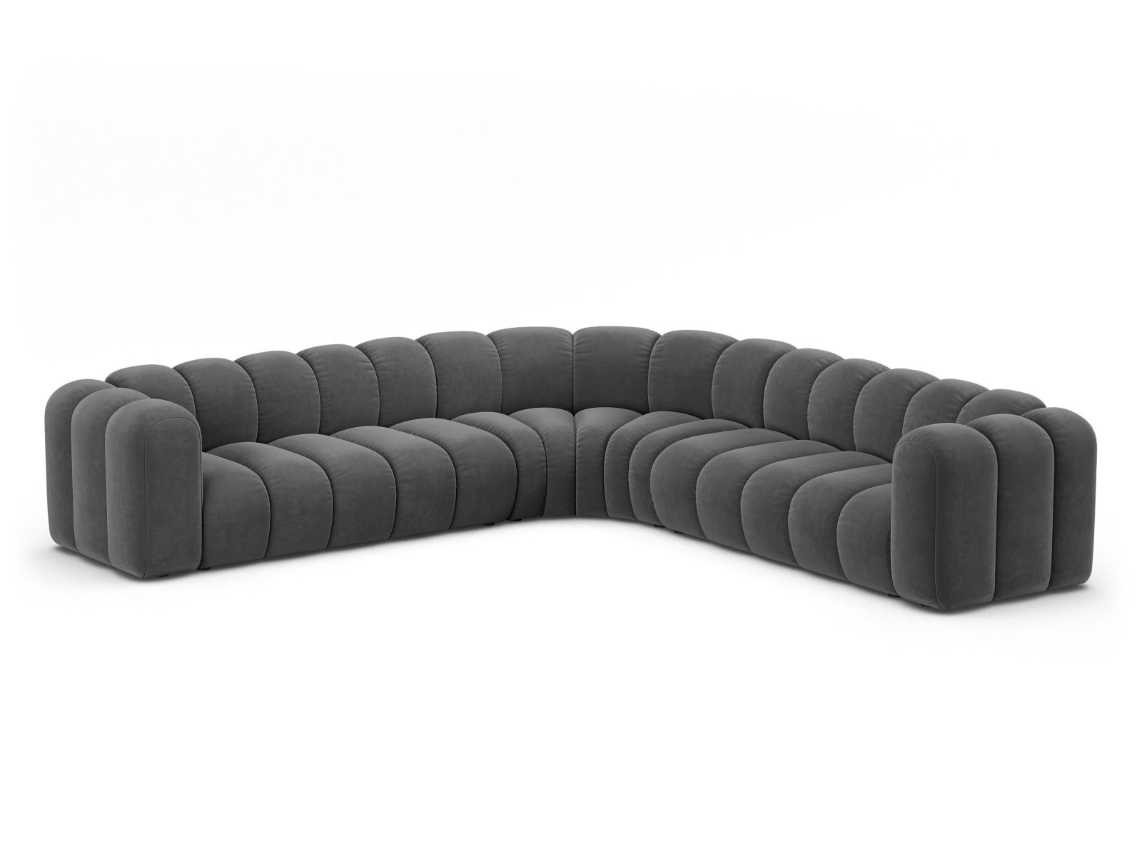 Velvet Symmetrical Modular Corner Sofa, "Lupine", 5 Seats, 309x309x70