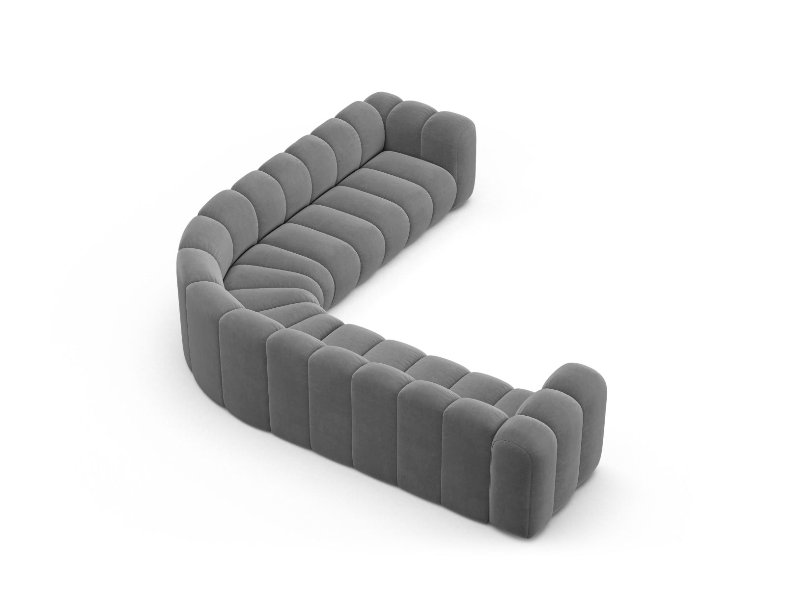 Velvet Symmetrical Modular Corner Sofa, "Lupine", 5 Seats, 309x309x70