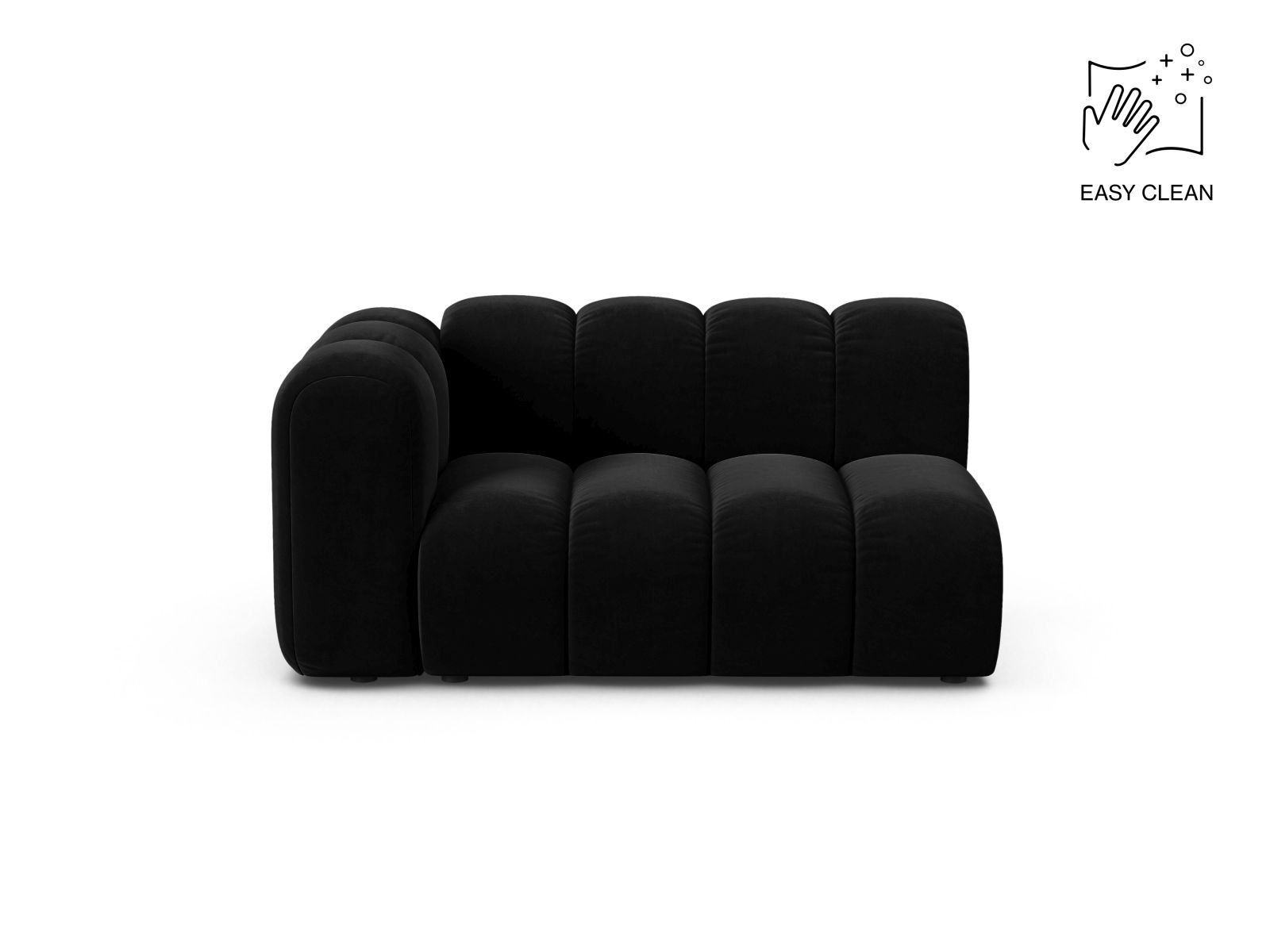 Velvet Left Modular Sofa, "Lupine", 2 Seats, 145x95x70