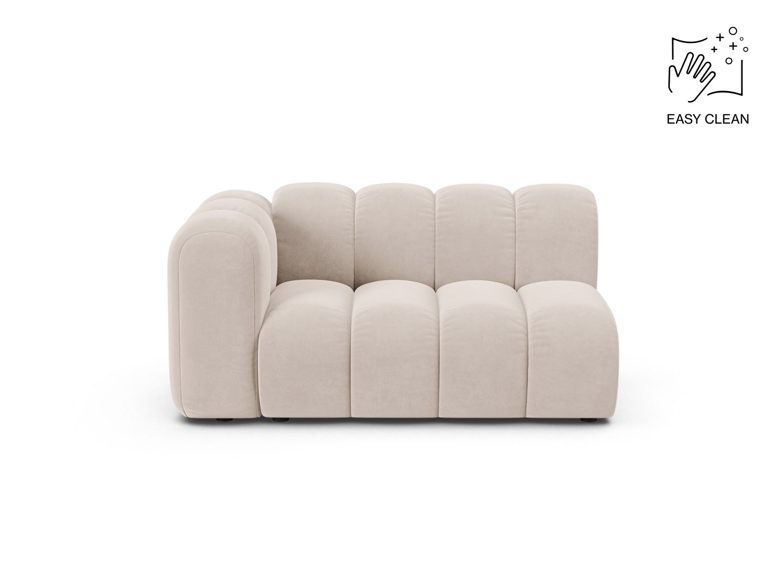 Velvet Left Modular Sofa, "Lupine", 2 Seats, 145x95x70