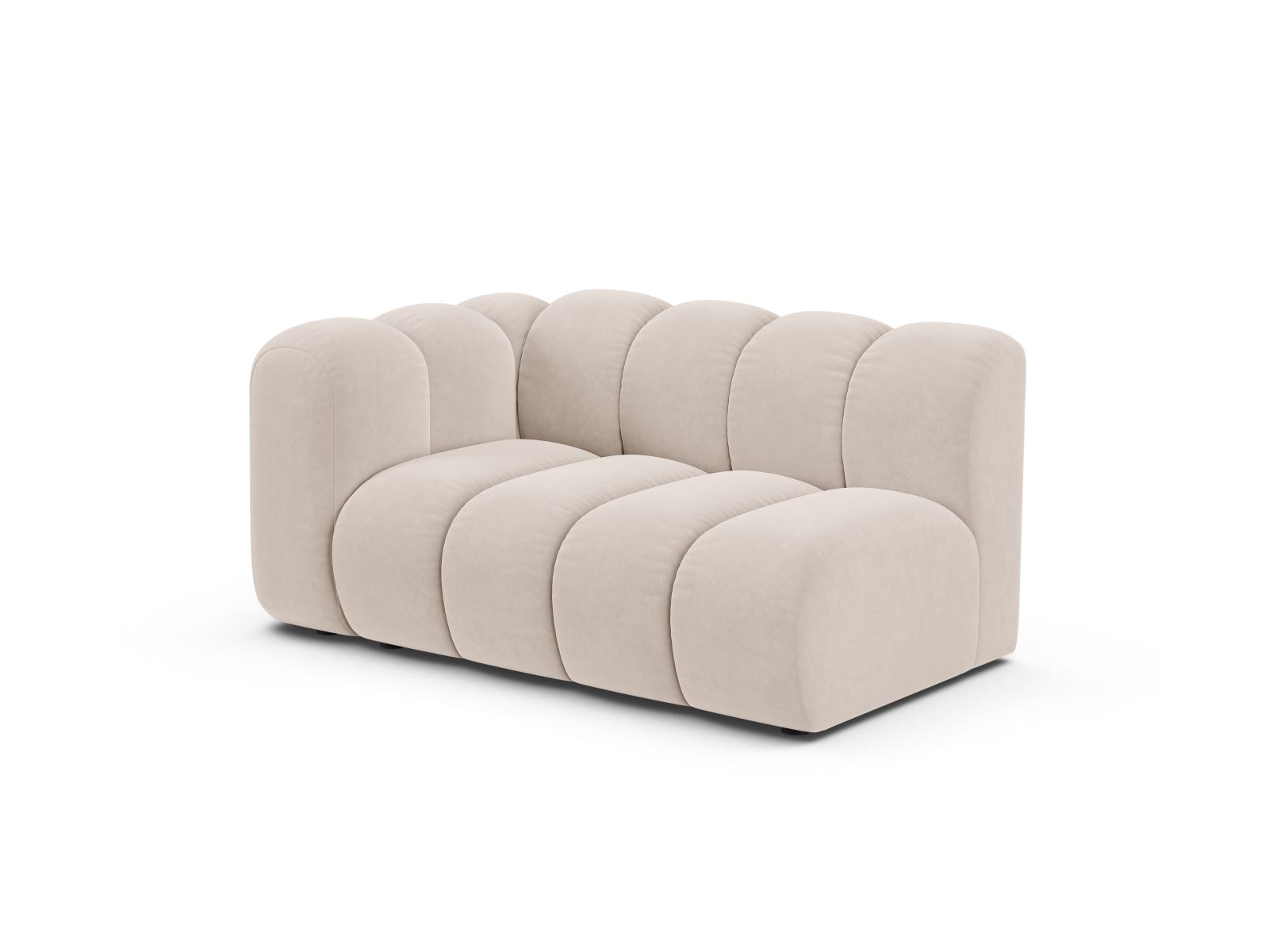 Velvet Left Modular Sofa, "Lupine", 2 Seats, 145x95x70