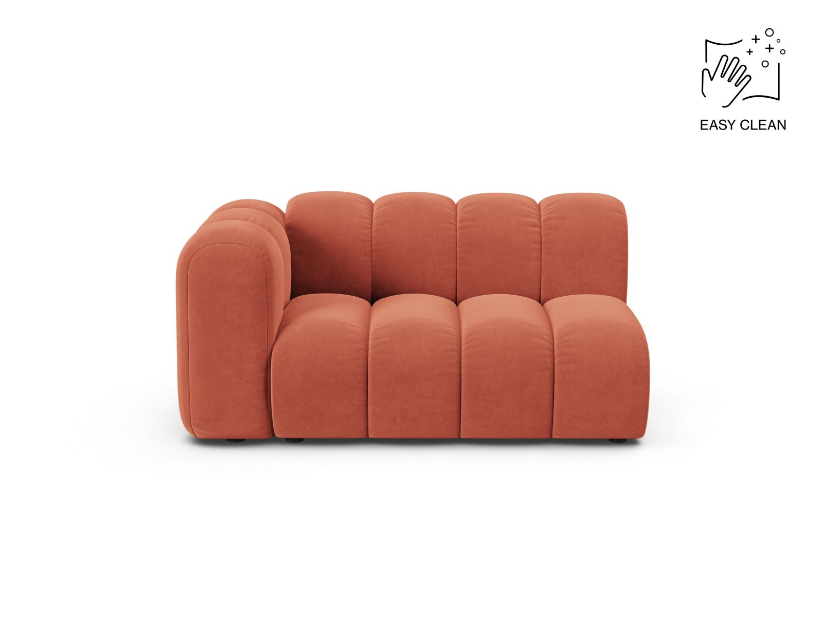 Velvet Left Modular Sofa, "Lupine", 2 Seats, 145x95x70