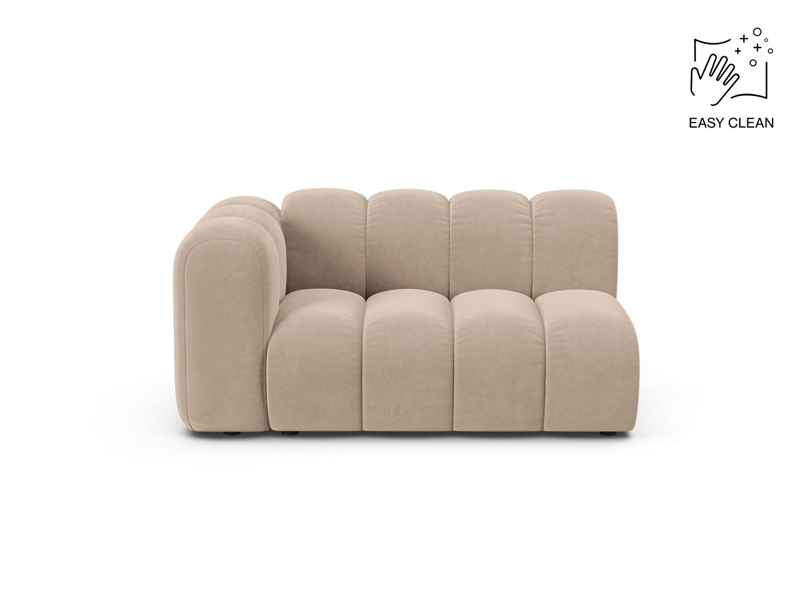 Velvet Left Modular Sofa, "Lupine", 2 Seats, 145x95x70