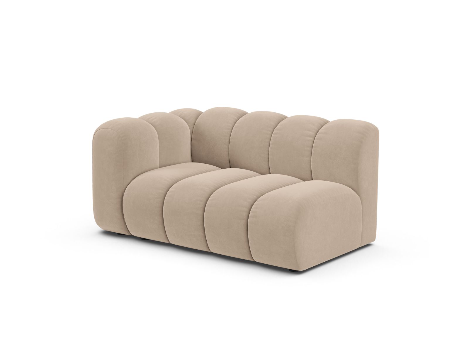 Velvet Left Modular Sofa, "Lupine", 2 Seats, 145x95x70