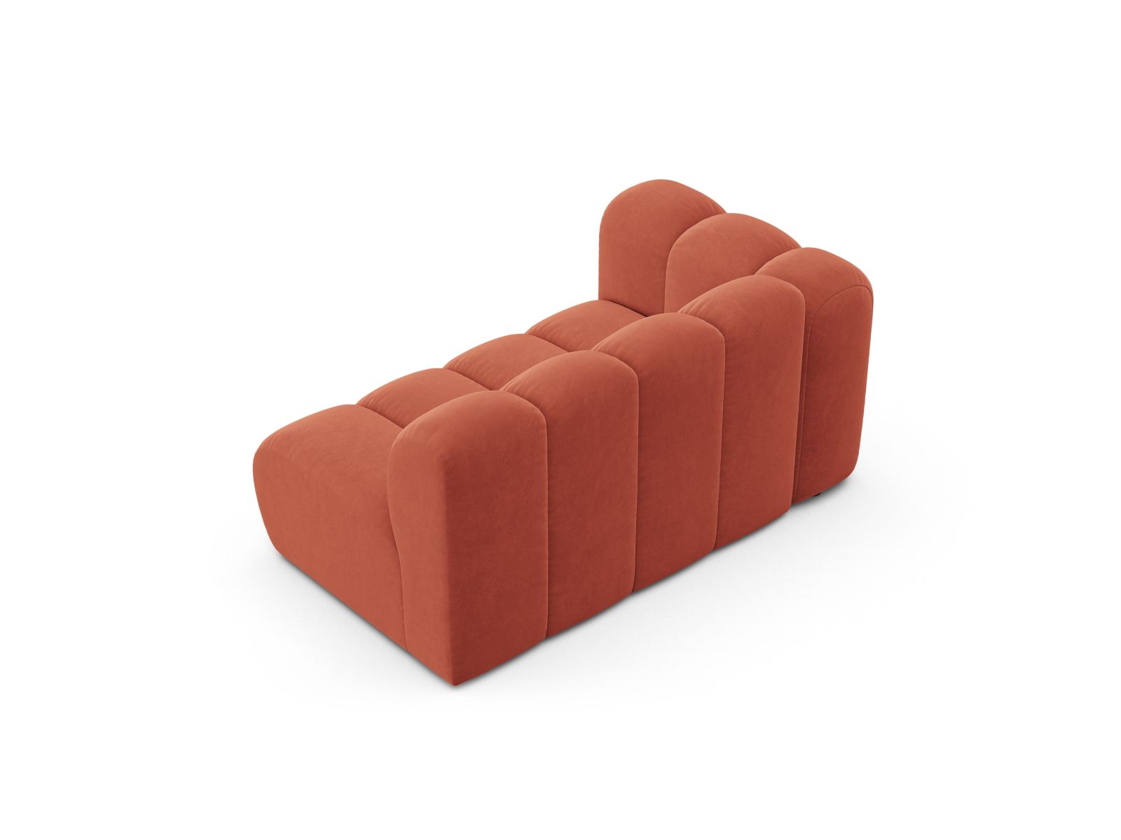 Velvet Left Modular Sofa, "Lupine", 2 Seats, 145x95x70