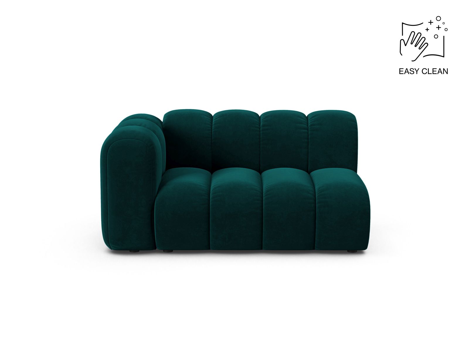 Velvet Left Modular Sofa, "Lupine", 2 Seats, 145x95x70