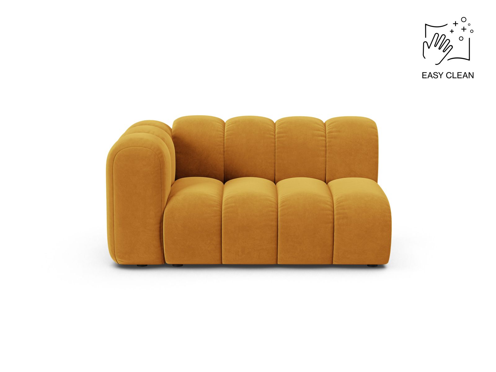 Velvet Left Modular Sofa, "Lupine", 2 Seats, 145x95x70