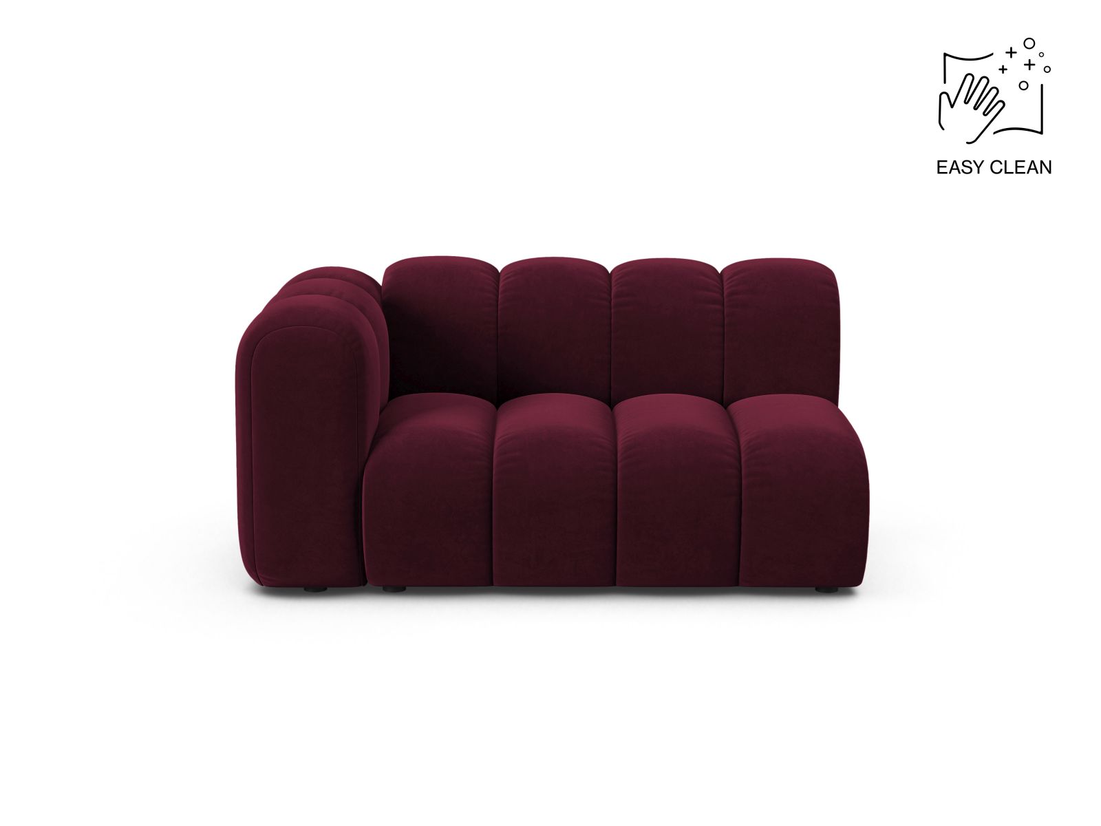 Velvet Left Modular Sofa, "Lupine", 2 Seats, 145x95x70