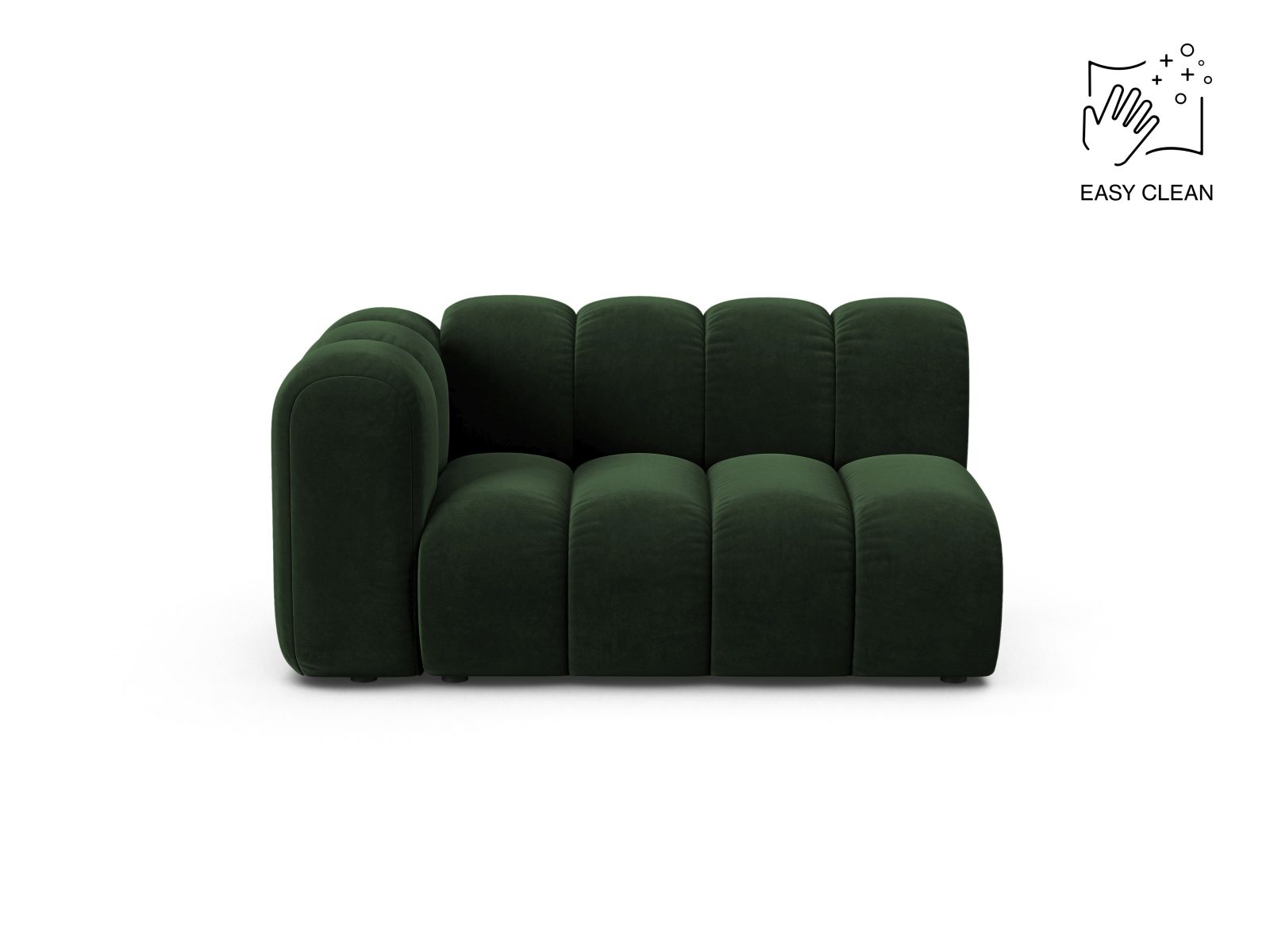 Velvet Left Modular Sofa, "Lupine", 2 Seats, 145x95x70