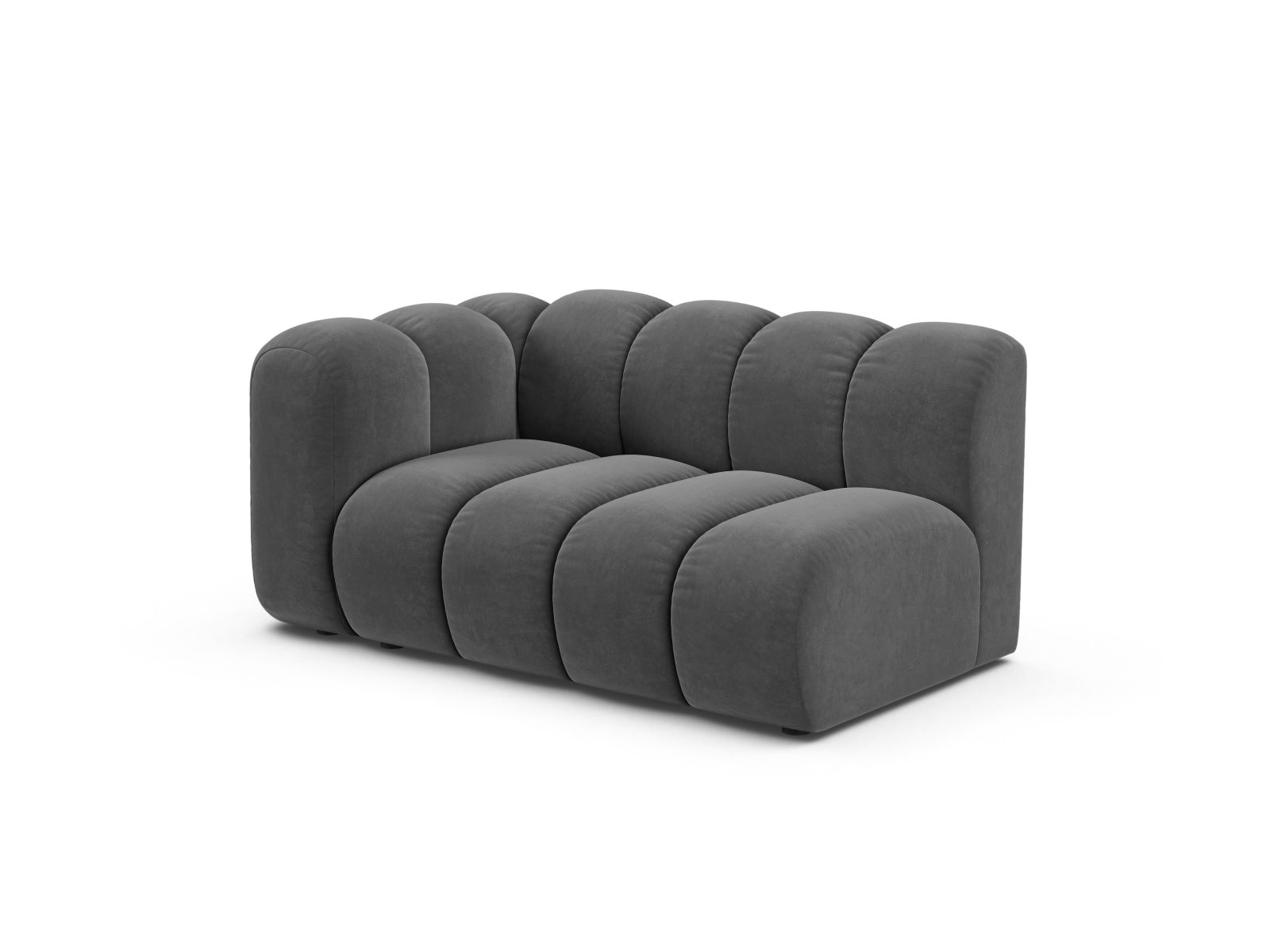 Velvet Left Modular Sofa, "Lupine", 2 Seats, 145x95x70