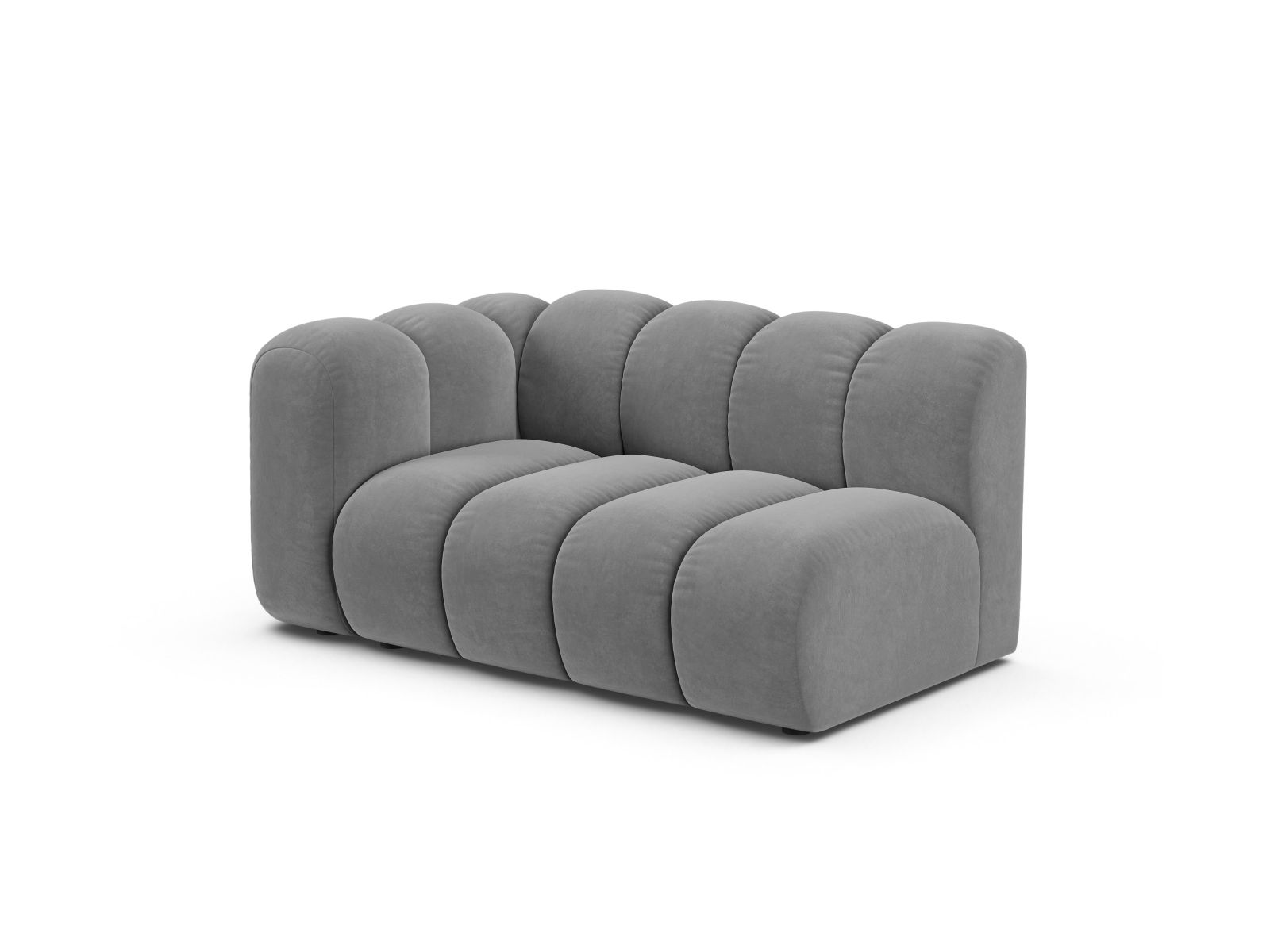 Velvet Left Modular Sofa, "Lupine", 2 Seats, 145x95x70