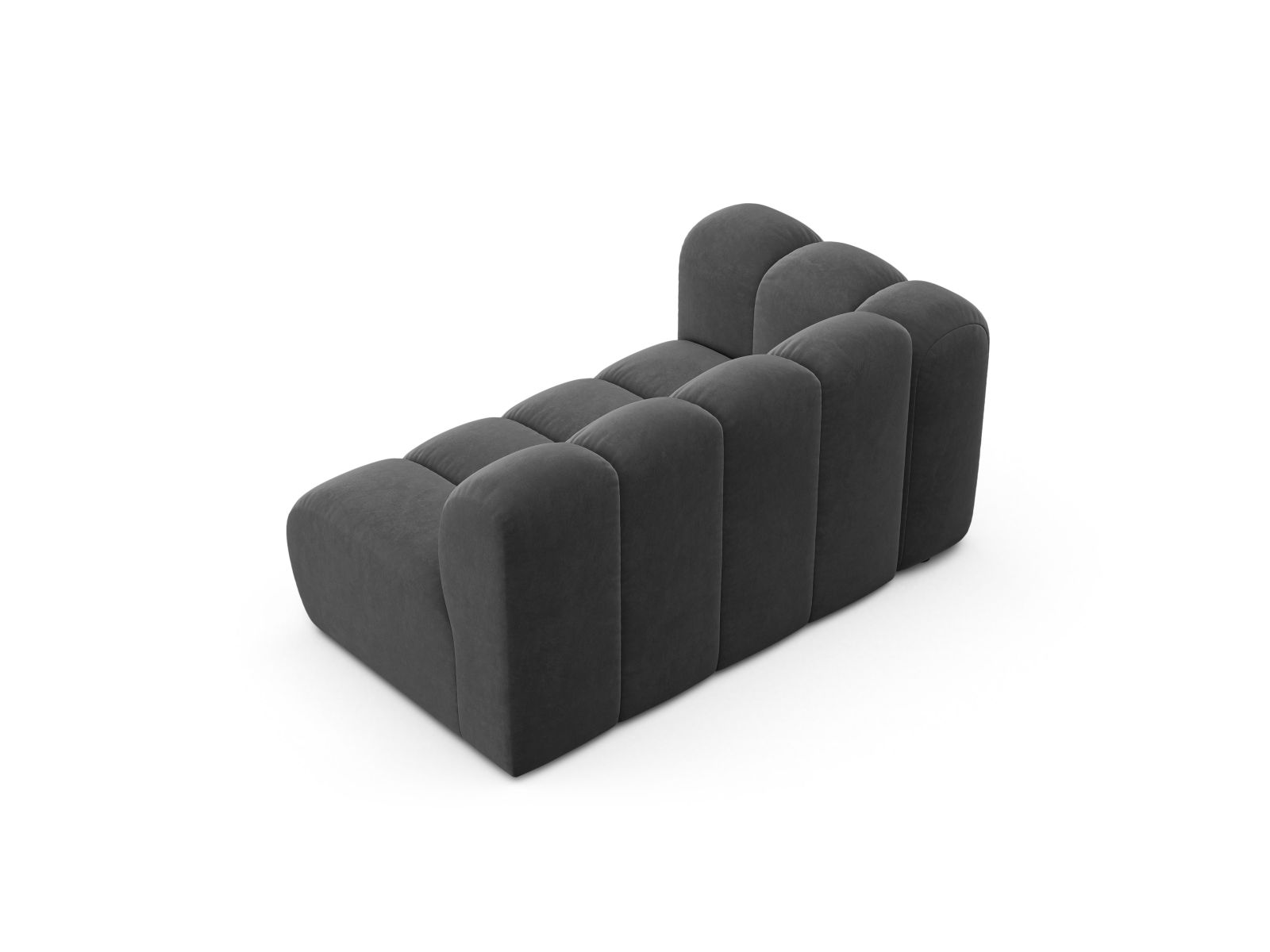 Velvet Left Modular Sofa, "Lupine", 2 Seats, 145x95x70