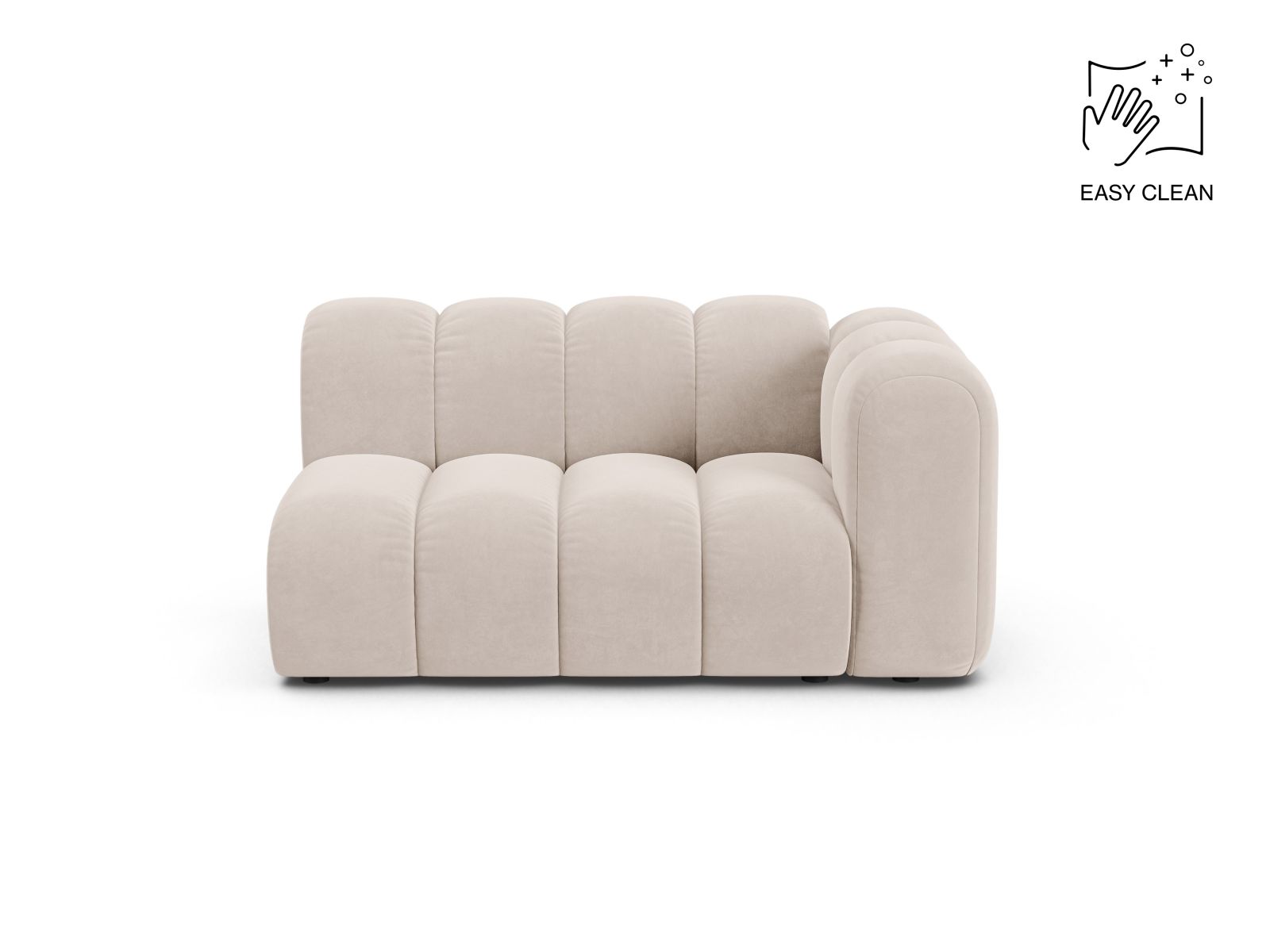 Velvet Right Modular Sofa, "Lupine", 2 Seats, 145x95x70