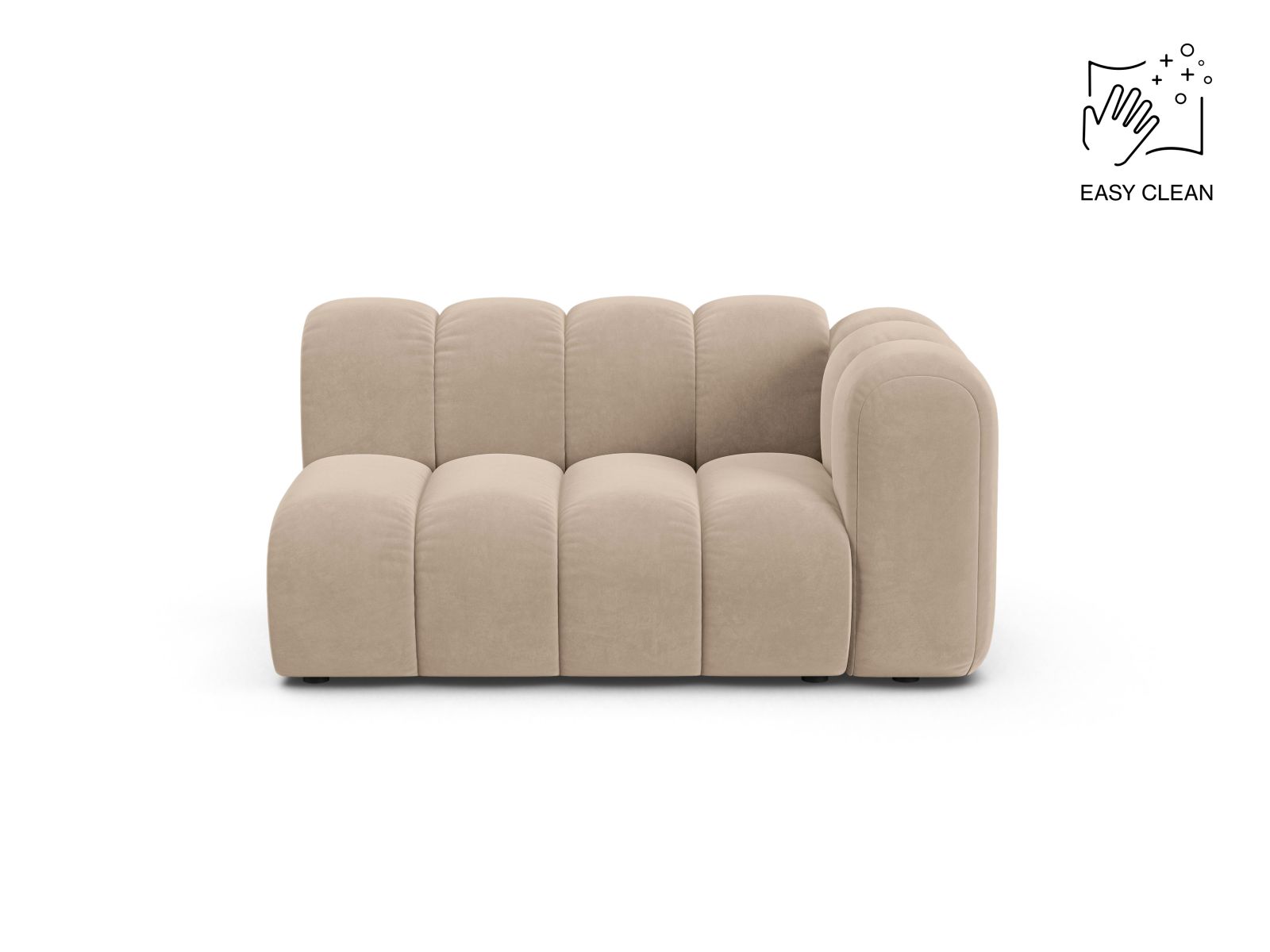 Velvet Right Modular Sofa, "Lupine", 2 Seats, 145x95x70