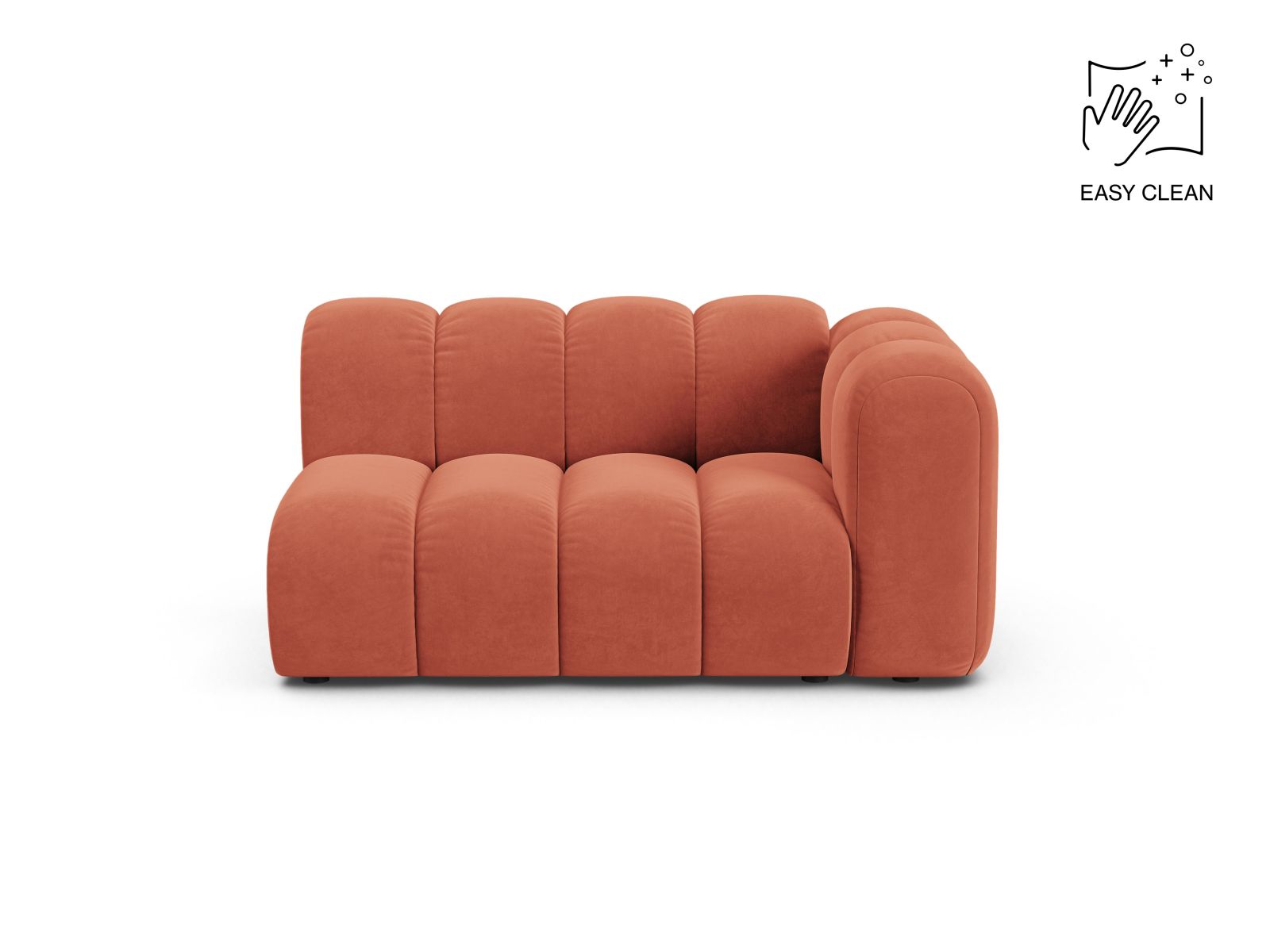 Velvet Right Modular Sofa, "Lupine", 2 Seats, 145x95x70