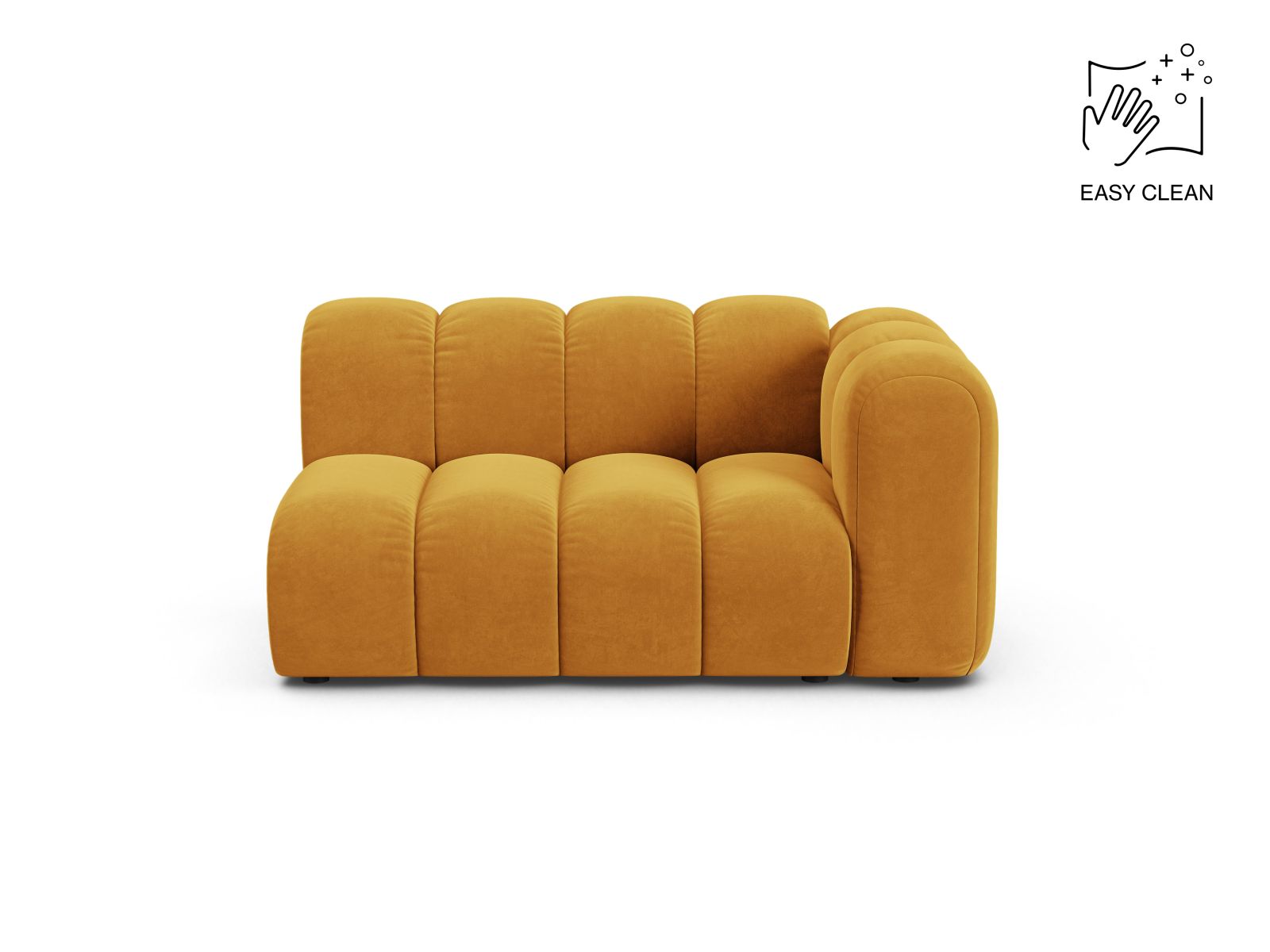 Velvet Right Modular Sofa, "Lupine", 2 Seats, 145x95x70