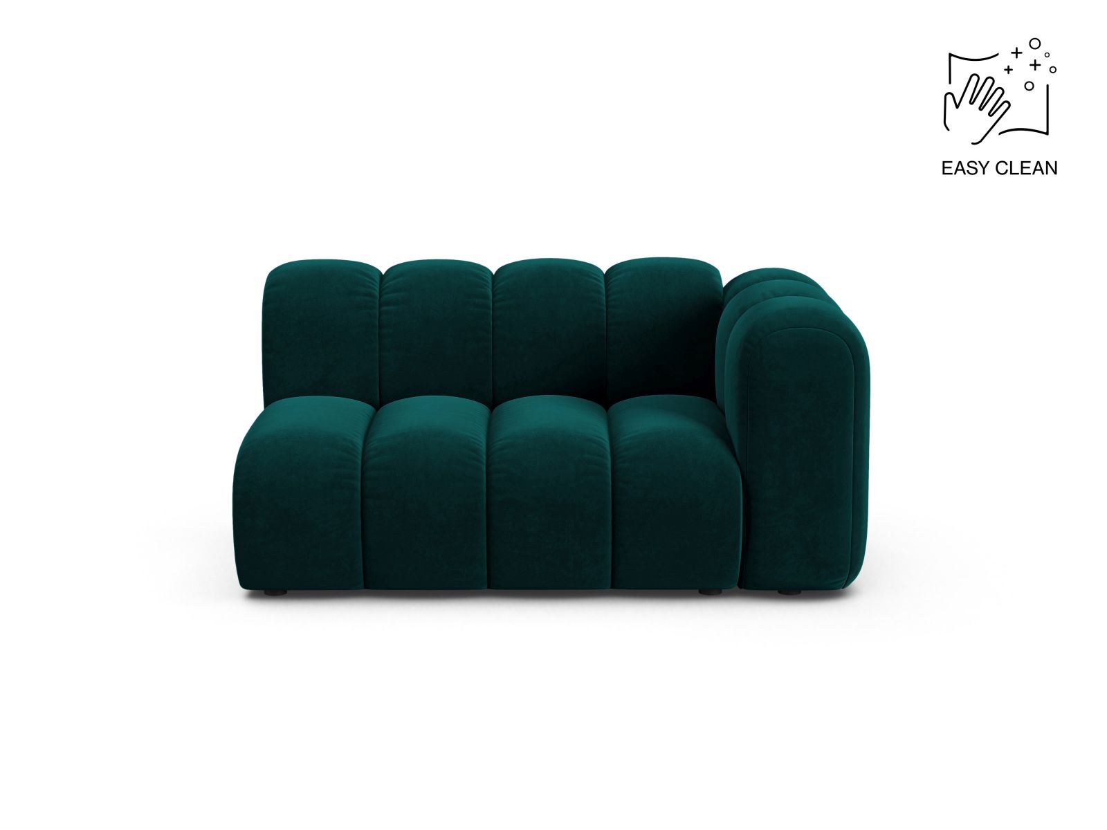 Velvet Right Modular Sofa, "Lupine", 2 Seats, 145x95x70