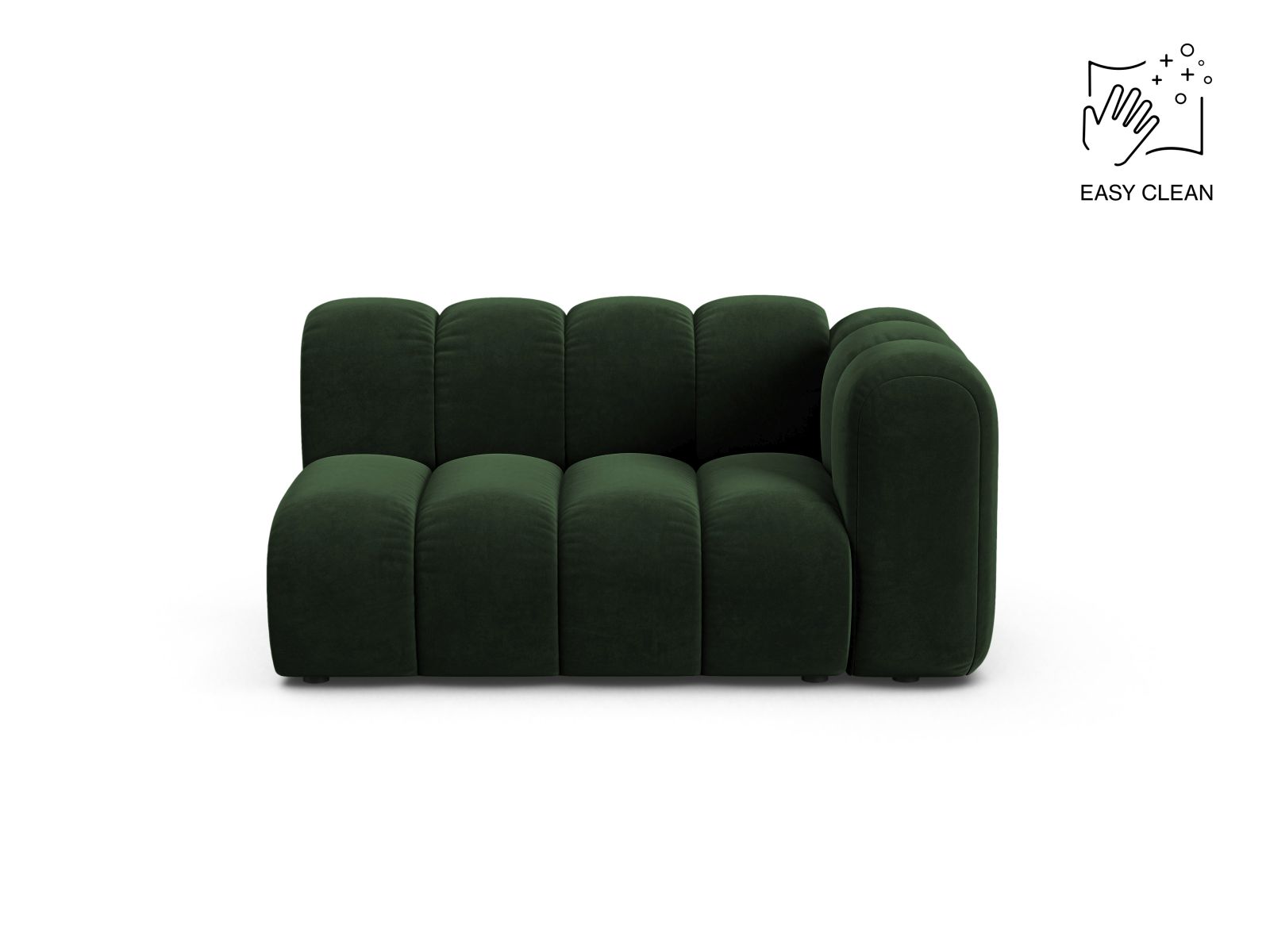 Velvet Right Modular Sofa, "Lupine", 2 Seats, 145x95x70