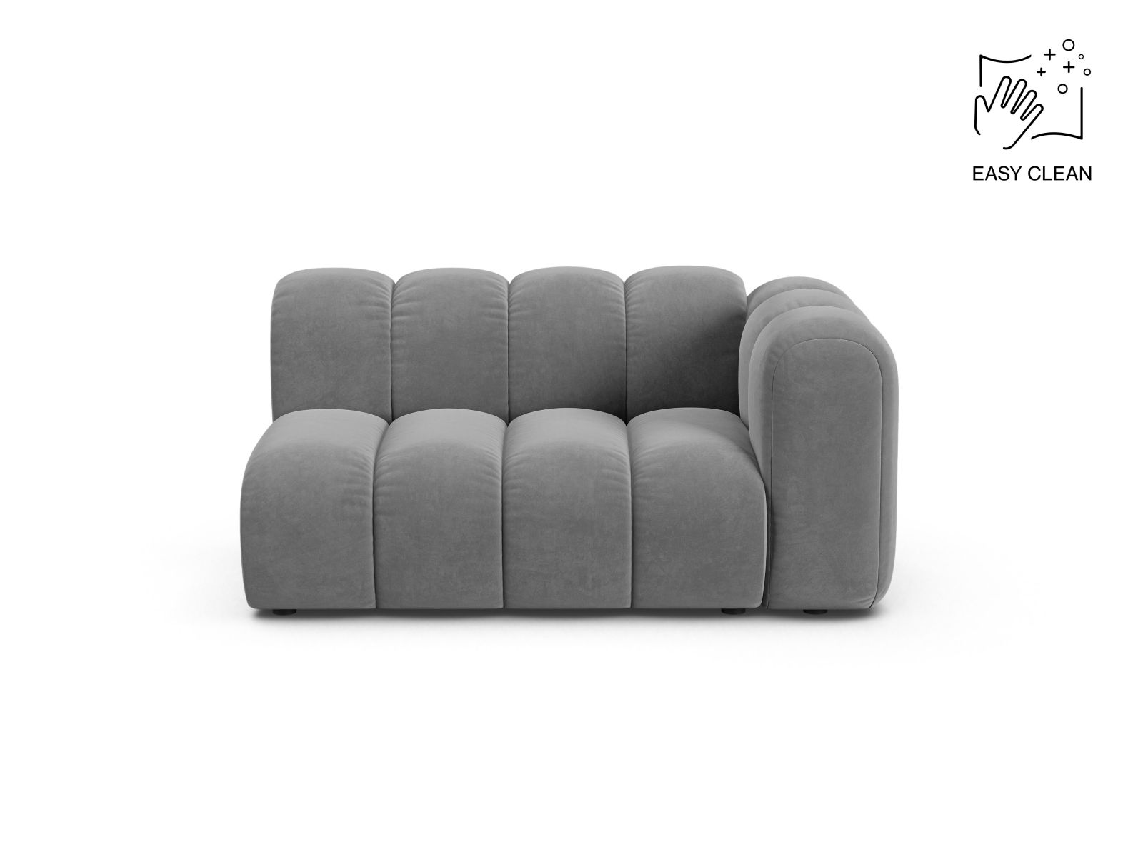 Velvet Right Modular Sofa, "Lupine", 2 Seats, 145x95x70