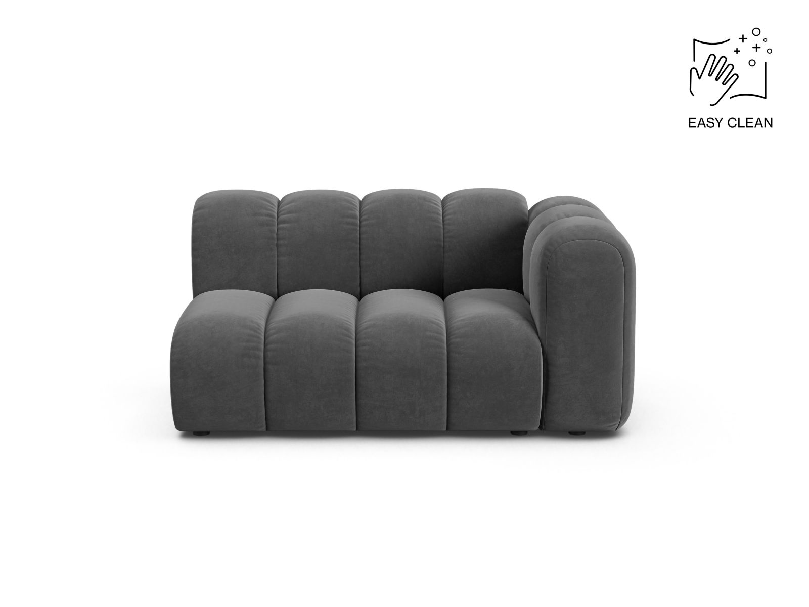 Velvet Right Modular Sofa, "Lupine", 2 Seats, 145x95x70