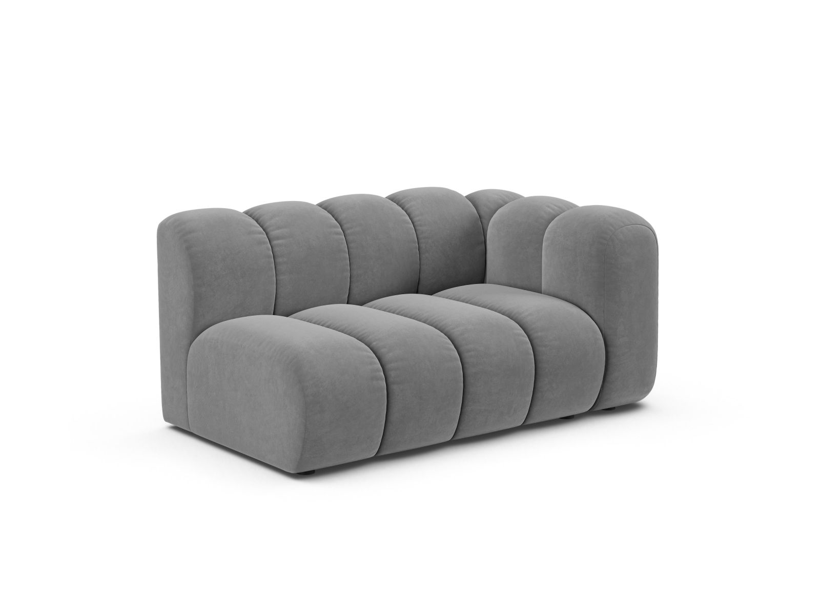 Velvet Right Modular Sofa, "Lupine", 2 Seats, 145x95x70