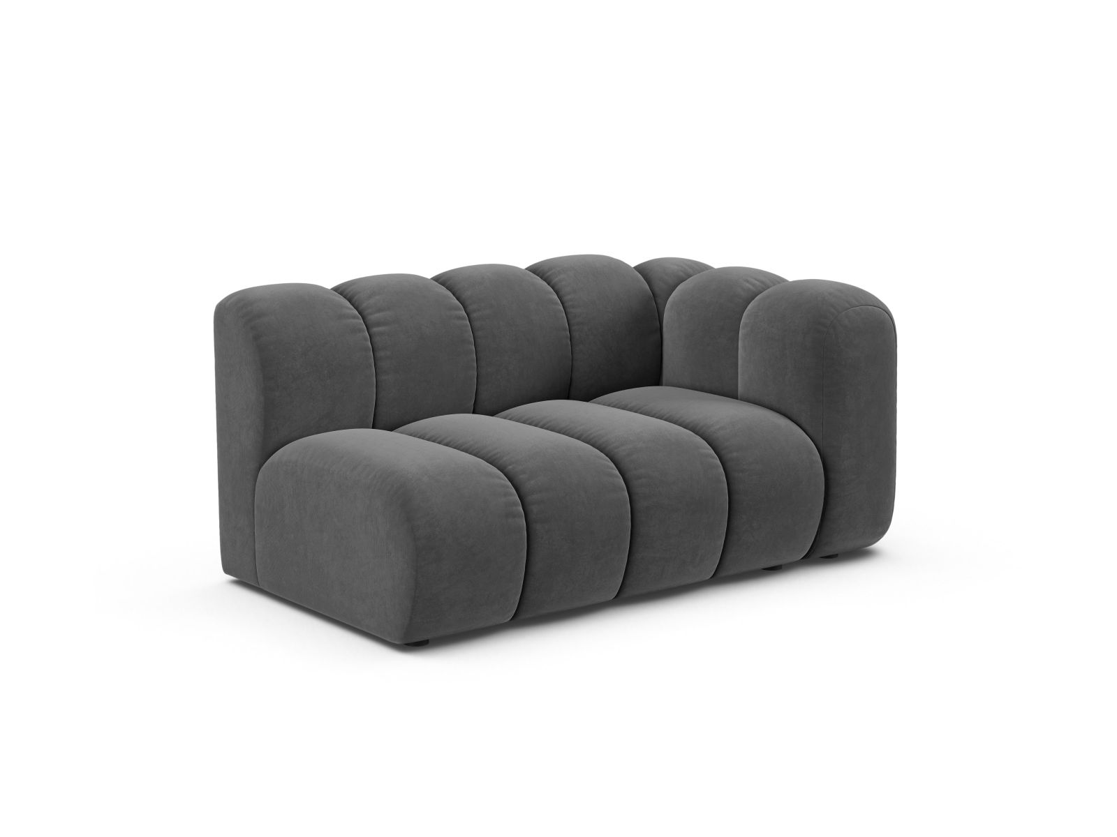 Velvet Right Modular Sofa, "Lupine", 2 Seats, 145x95x70