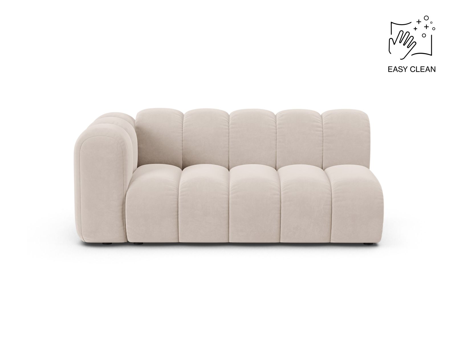 Velvet Left Modular Sofa, "Lupine", 3 Seats, 175x95x70