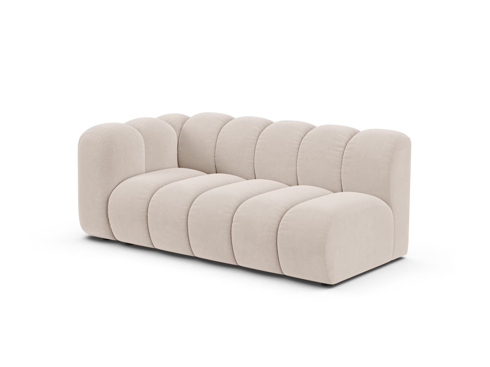 Velvet Left Modular Sofa, "Lupine", 3 Seats, 175x95x70