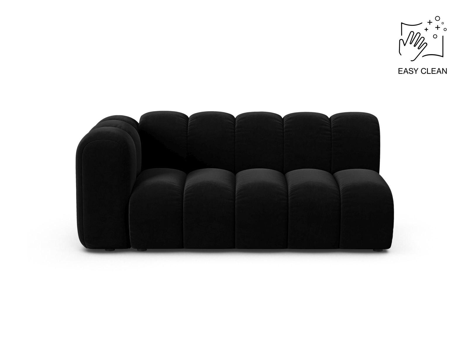 Velvet Left Modular Sofa, "Lupine", 3 Seats, 175x95x70