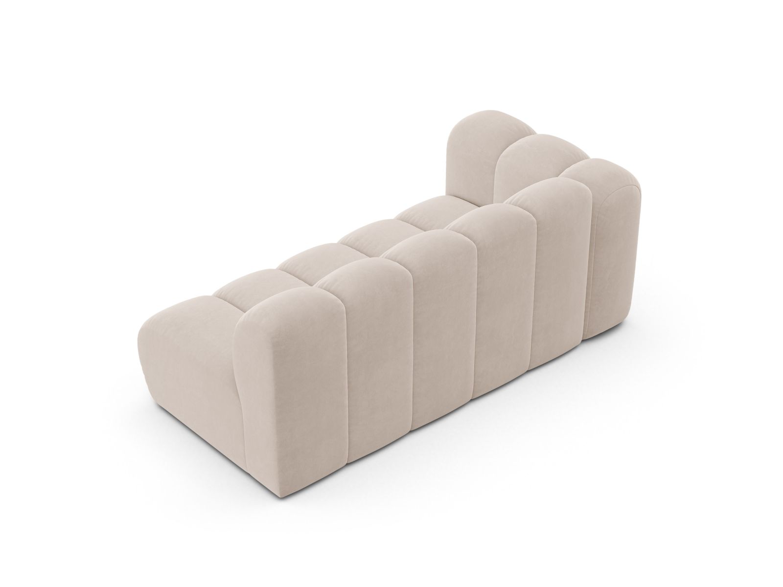Velvet Left Modular Sofa, "Lupine", 3 Seats, 175x95x70