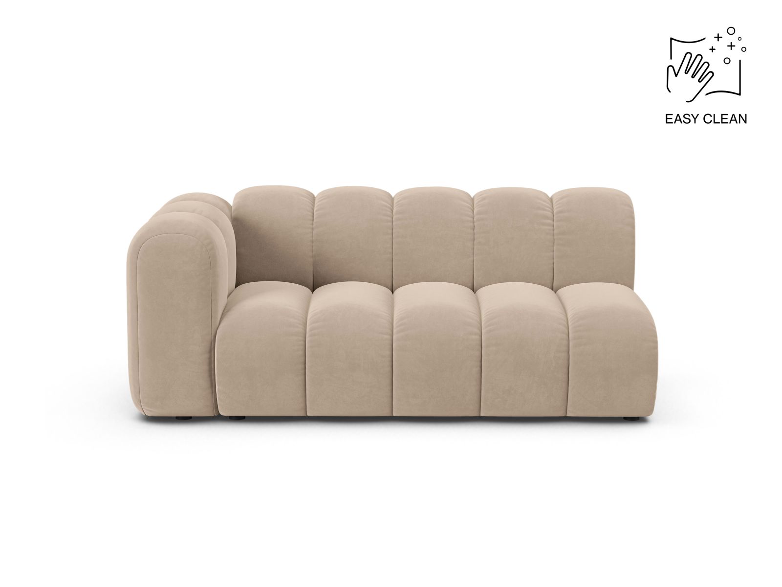Velvet Left Modular Sofa, "Lupine", 3 Seats, 175x95x70