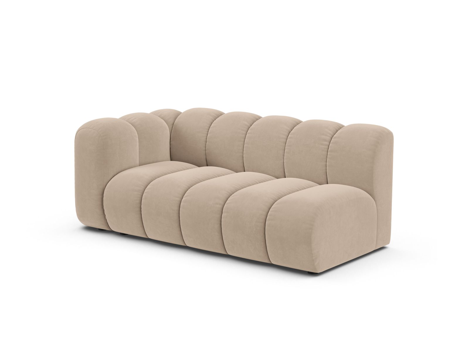 Velvet Left Modular Sofa, "Lupine", 3 Seats, 175x95x70