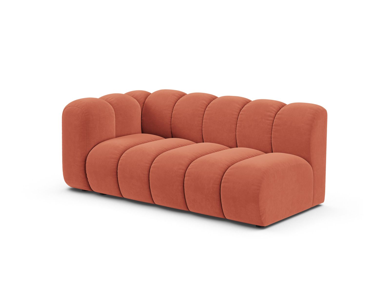 Velvet Left Modular Sofa, "Lupine", 3 Seats, 175x95x70