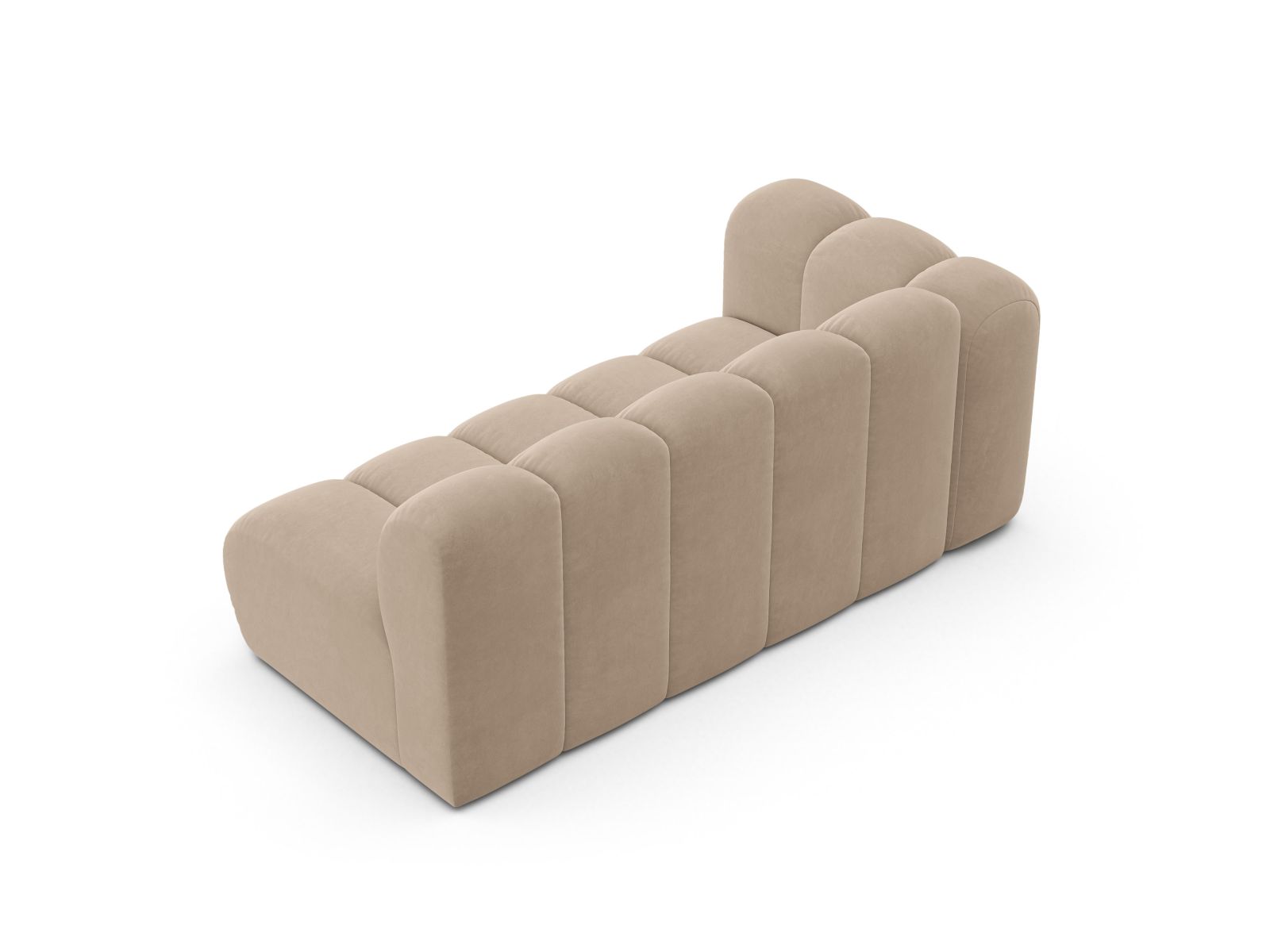 Velvet Left Modular Sofa, "Lupine", 3 Seats, 175x95x70