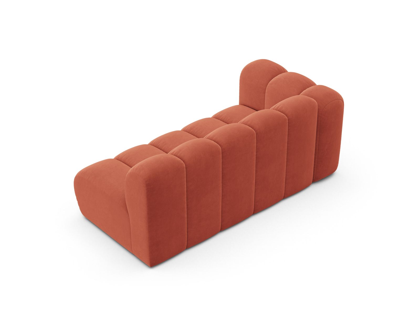 Velvet Left Modular Sofa, "Lupine", 3 Seats, 175x95x70
