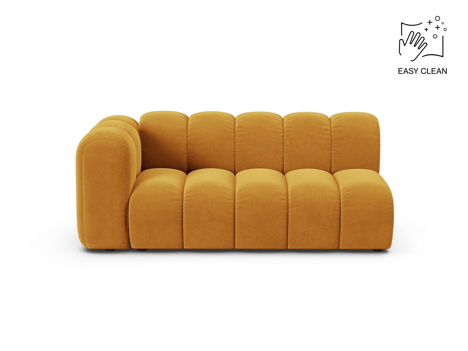 Velvet Left Modular Sofa, "Lupine", 3 Seats, 175x95x70