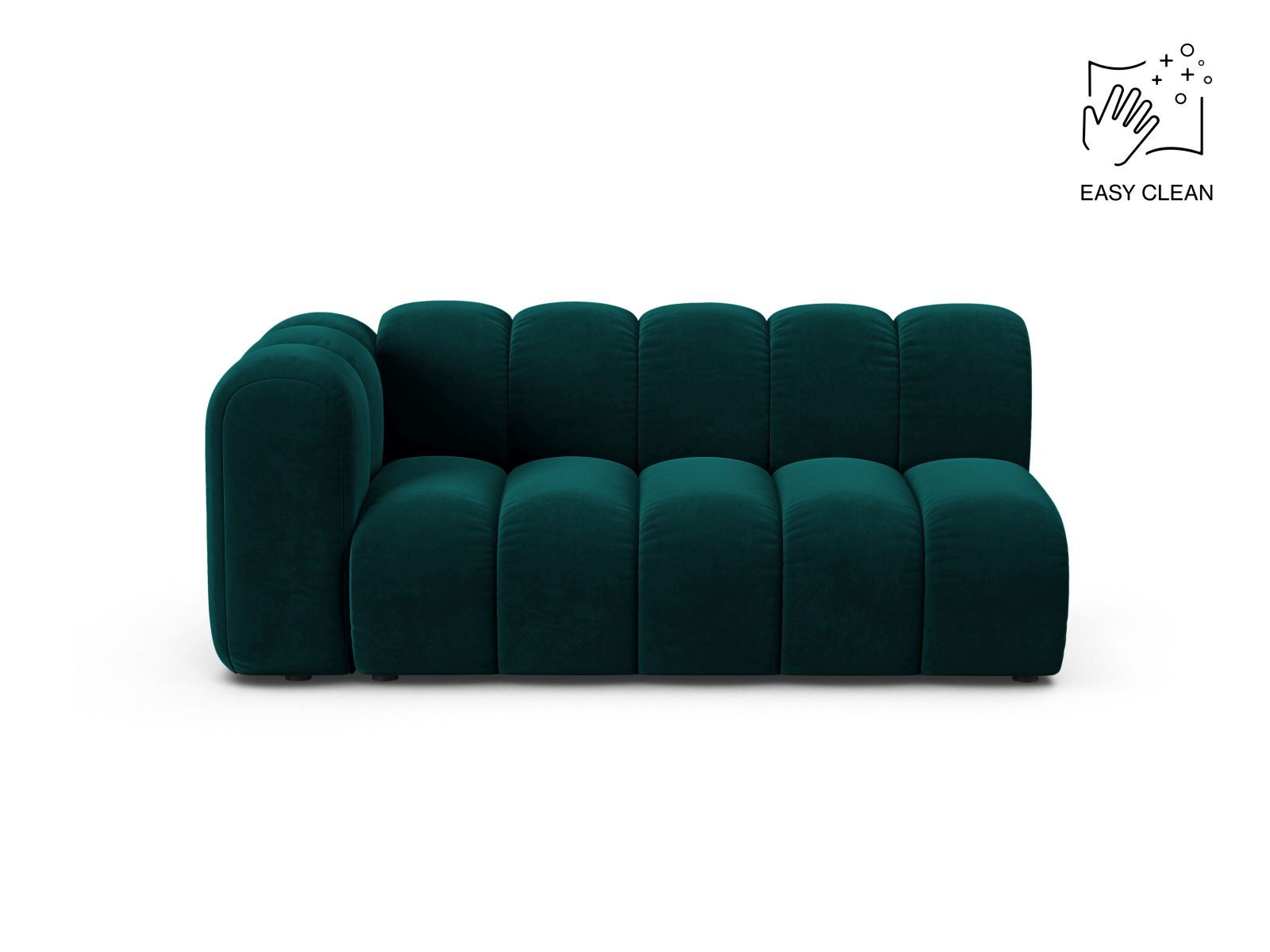 Velvet Left Modular Sofa, "Lupine", 3 Seats, 175x95x70