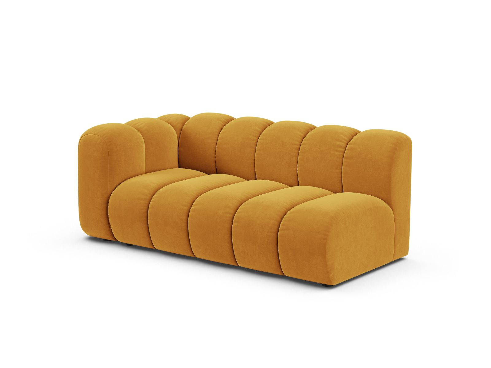 Velvet Left Modular Sofa, "Lupine", 3 Seats, 175x95x70