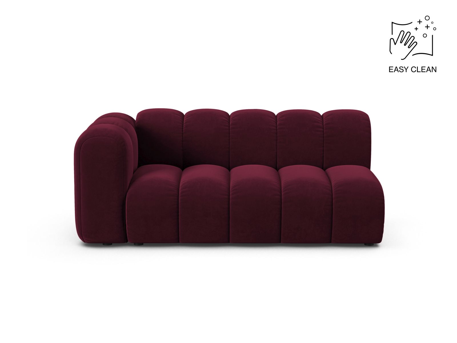 Velvet Left Modular Sofa, "Lupine", 3 Seats, 175x95x70
