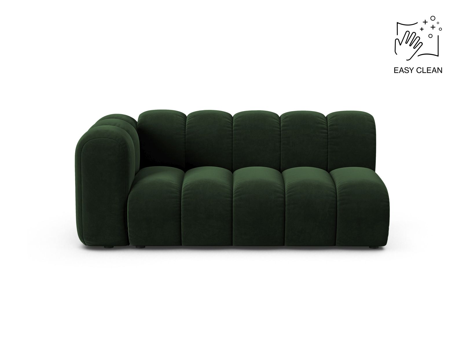 Velvet Left Modular Sofa, "Lupine", 3 Seats, 175x95x70
